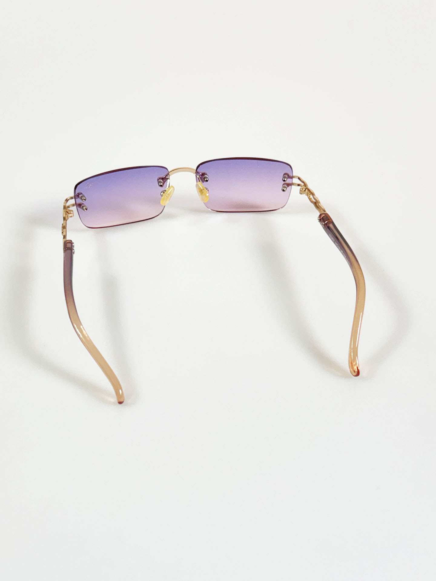 90's CROCOKIDS Gold Rimless Square Metal Purple Gradient Sunglasses