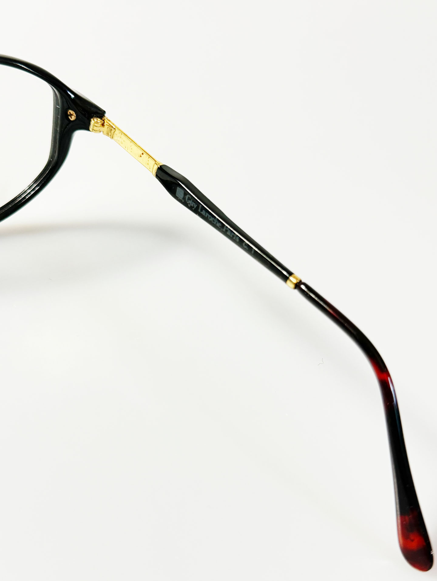 90's Guy Laroche Paris Black Oval Horn-Rim Frame Glasses
