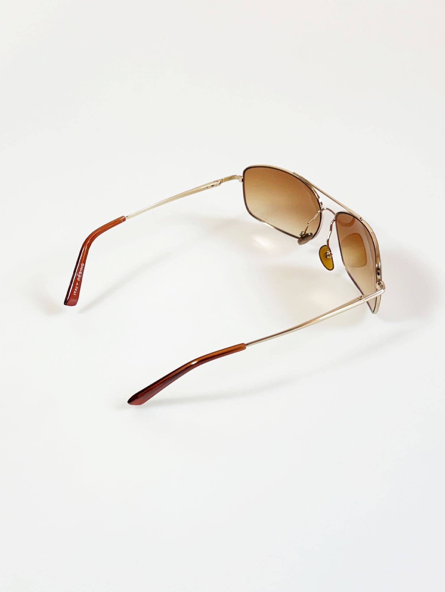Gold Metal Double Bridge Slim Square Tint Sunglasses