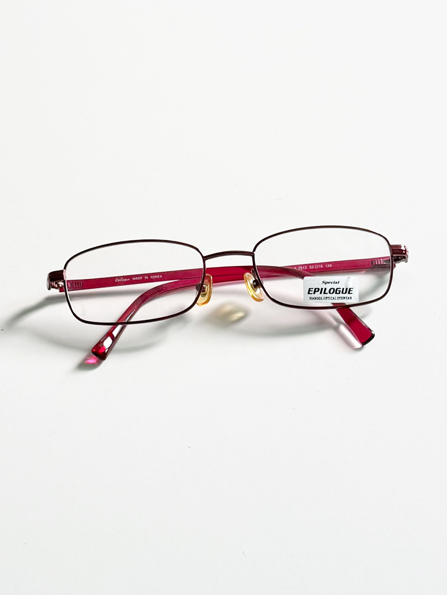 EPILOGUE Cherry Red Slim Square Metal Glasses