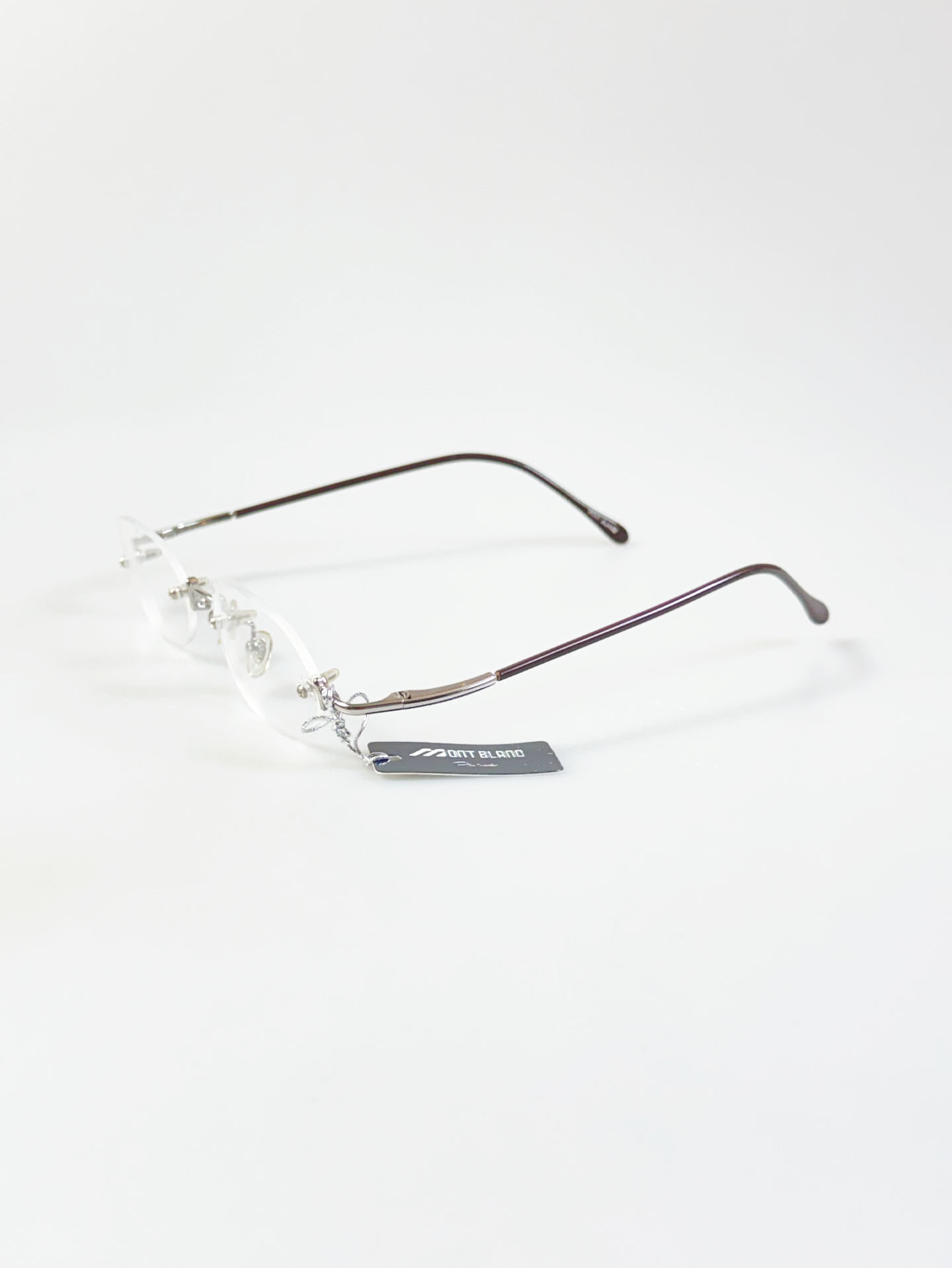 MONT BLANC PARIS Silver Rimless Square Metal Frame Glasses