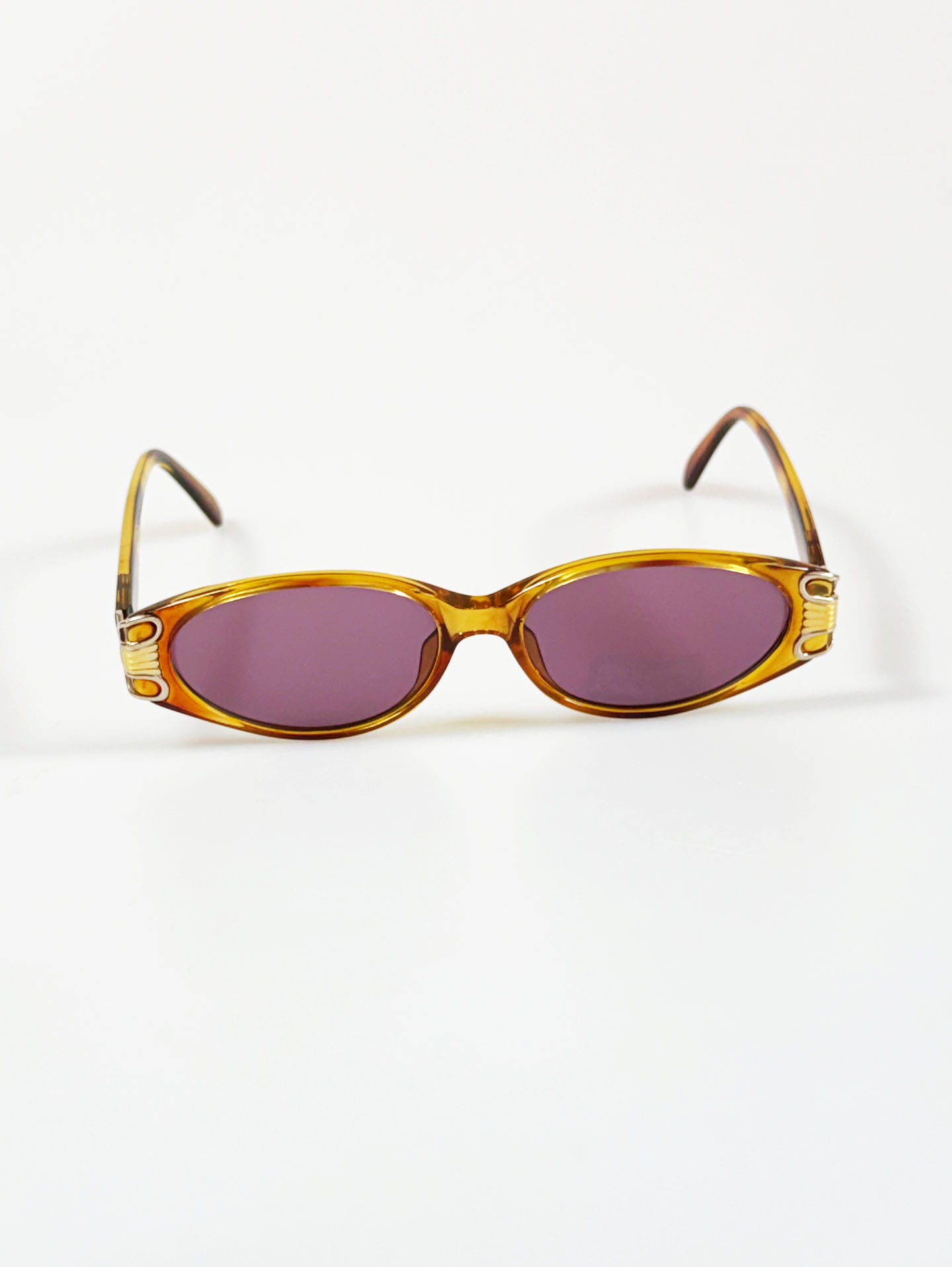 90's TANTE MARIE Amber Tortoishell Bold Oval Tint Sunglasses