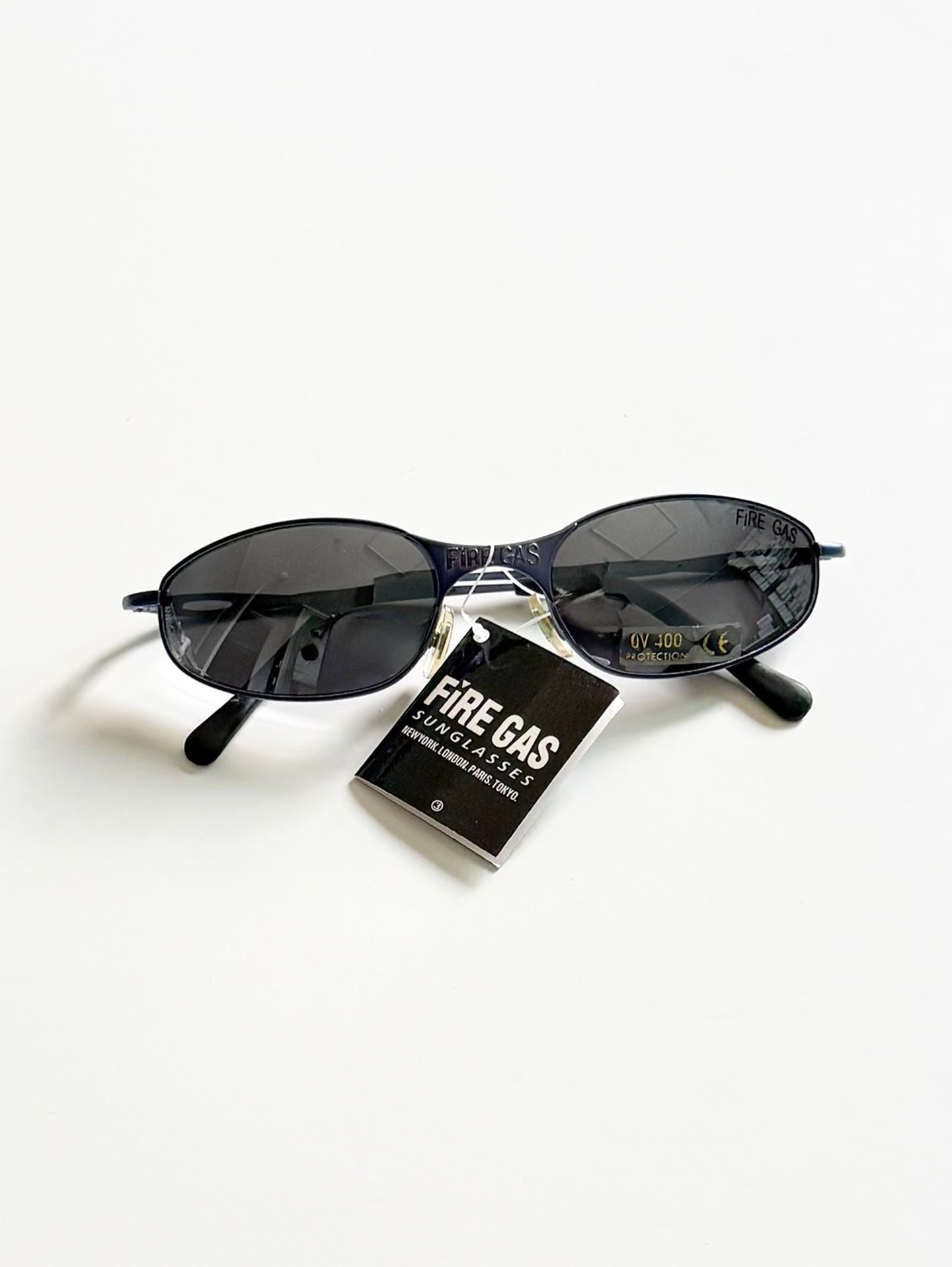 90's FIRE GAS Blue Slim Oval Metal Sunglasses