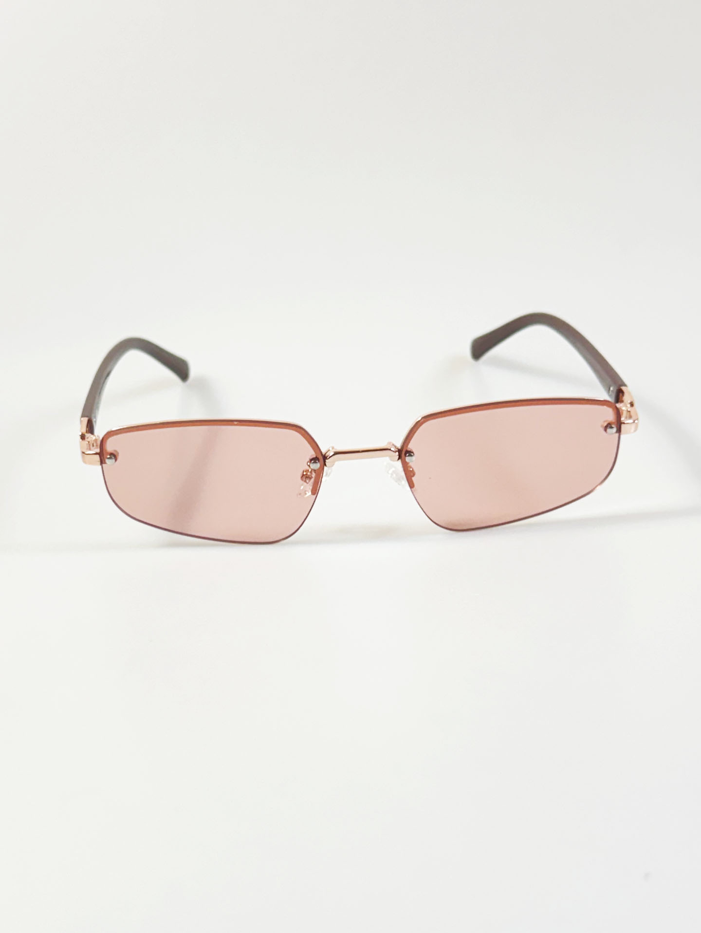 Rimless Square Metal Frame Tint Sunglasses