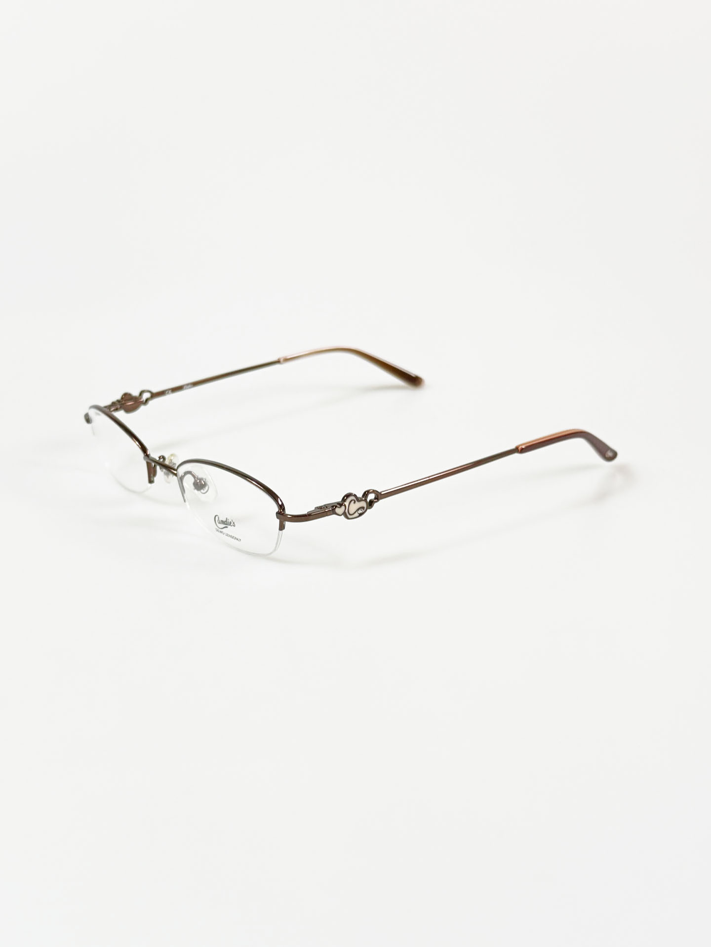 Candie’s Brown Slim Oval Half-Rim Metal Frame Glasses