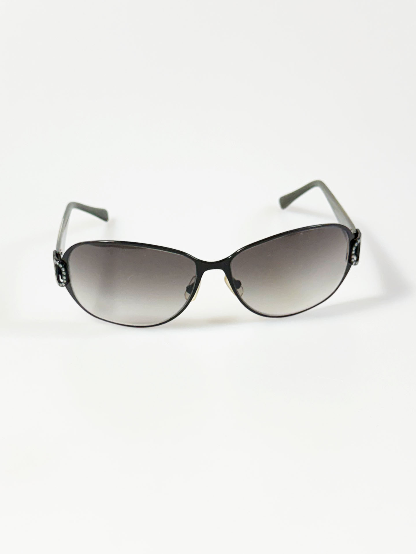 MICHIKO LONDON Black Oversized Butterfly Metal Frame Sunglasses