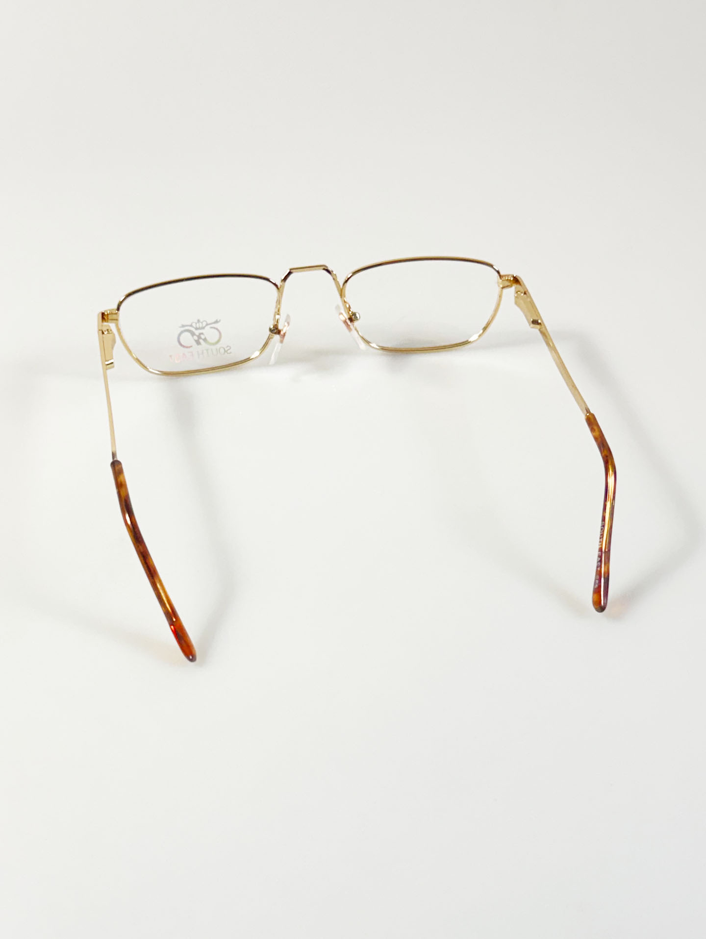 90's SOUTH EAST Gold Slim Square Metal Glasses