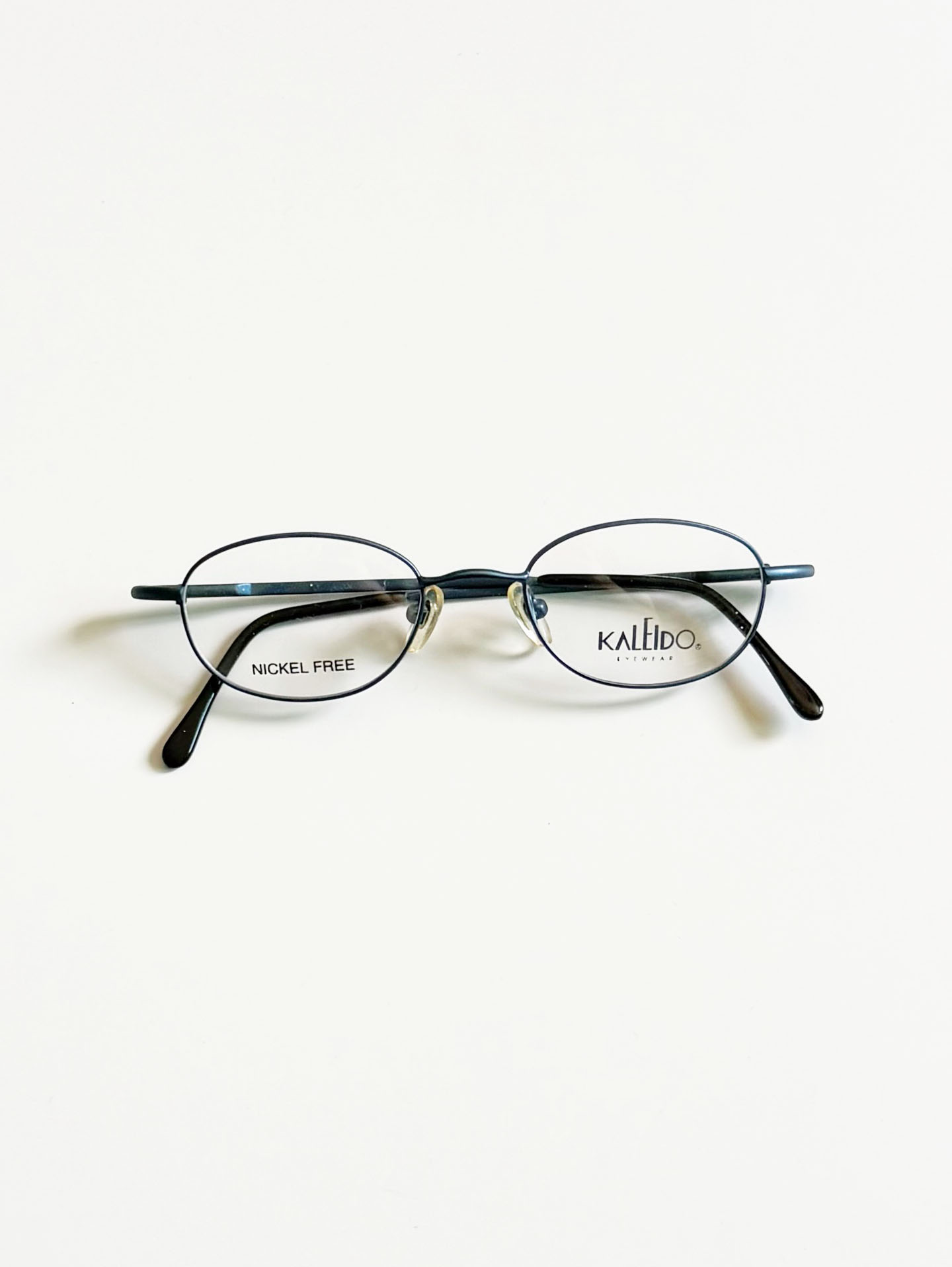 90's KALEIDO Slim Oval Blue Metal Frame Glasses