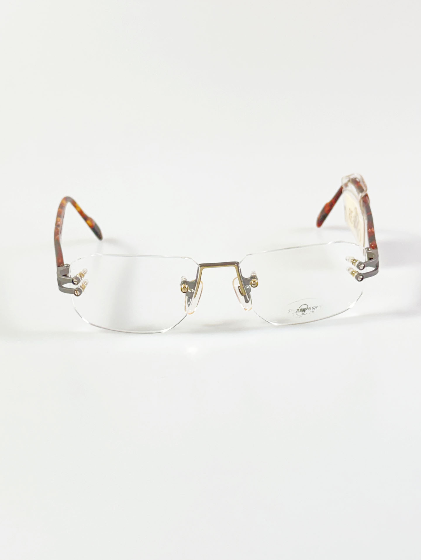 REABEARO Silver Rimless Square Metal Frame Glasses