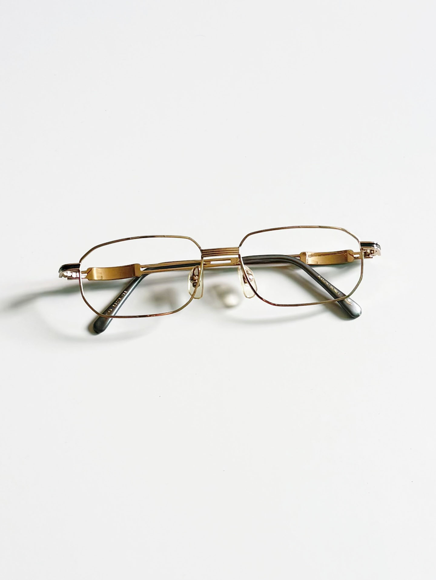90's Retro Gold Slim Square Metal Glasses