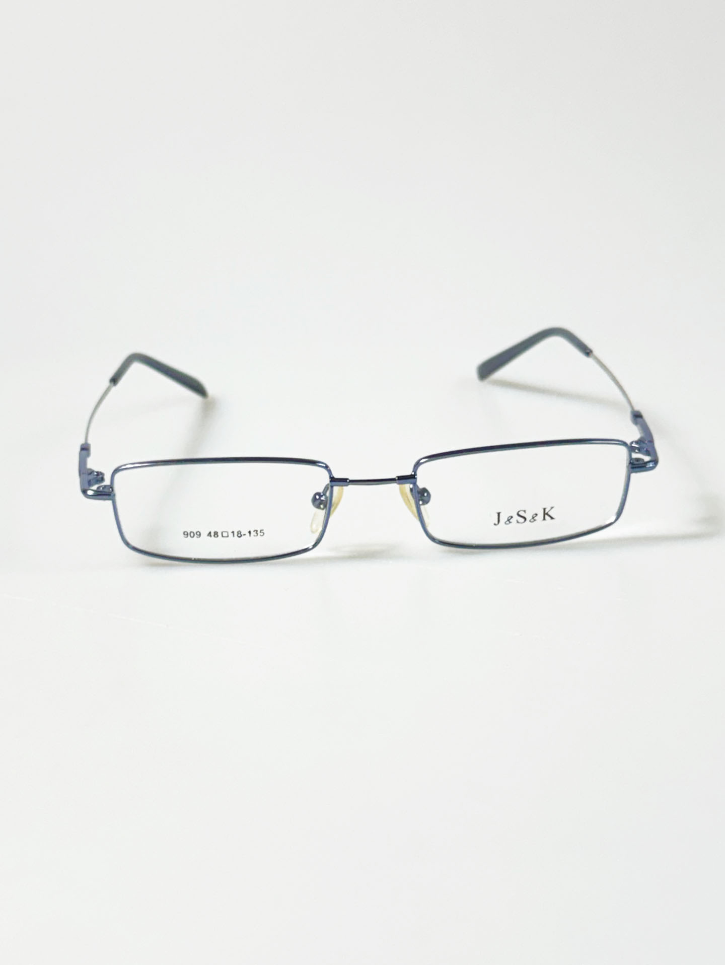 90's J&S&K Blue Slim Square Metal Frame Glasses