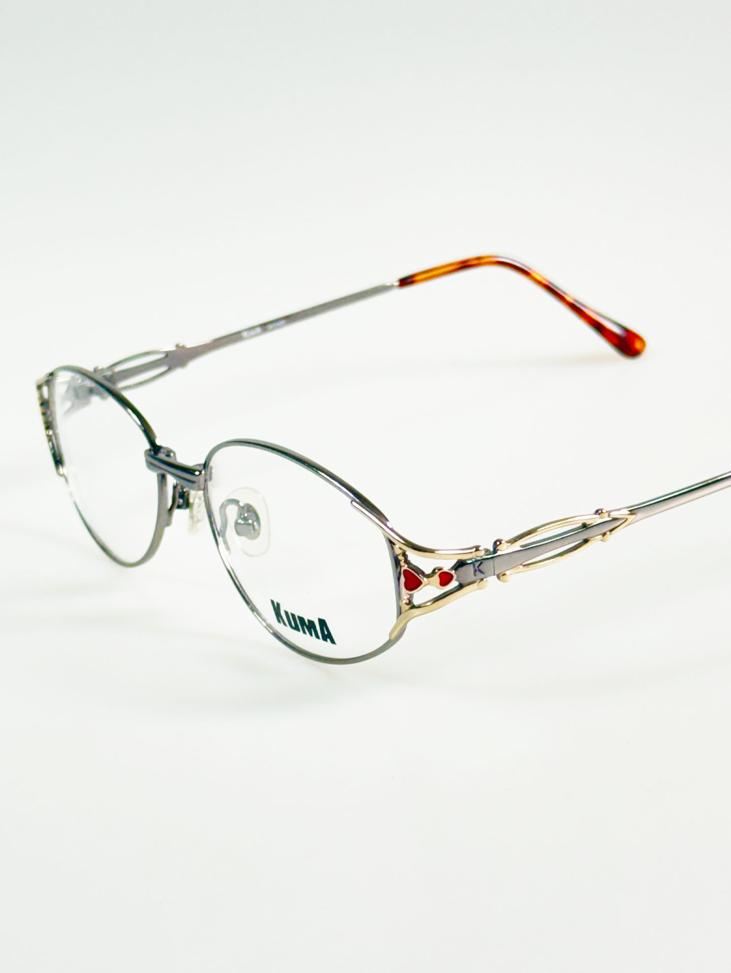 KUMA Dark Silver Slim Oval Metal Glasses