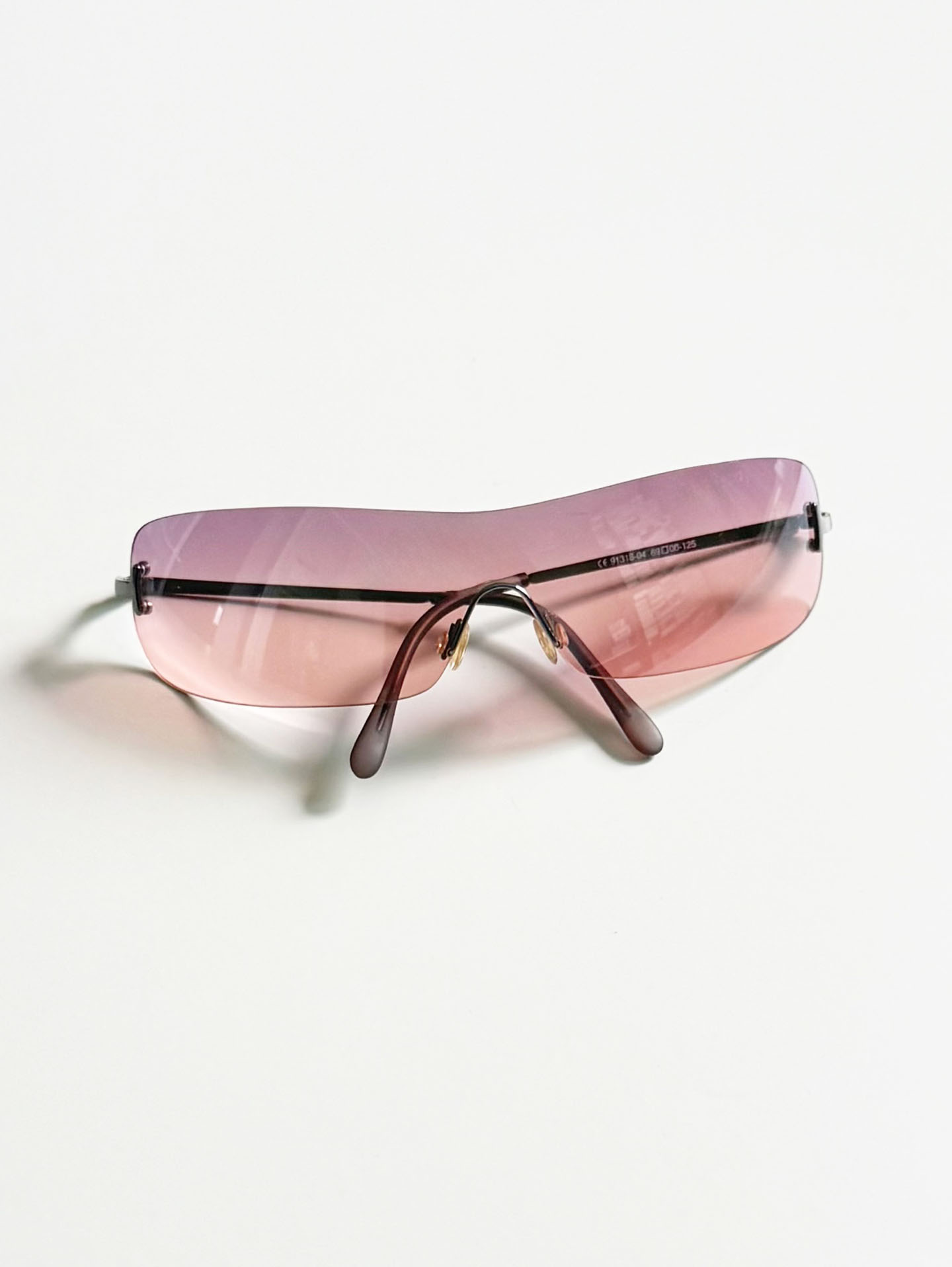 Rimless Shield Goggle Wraparound Metal Tint Sunglasses
