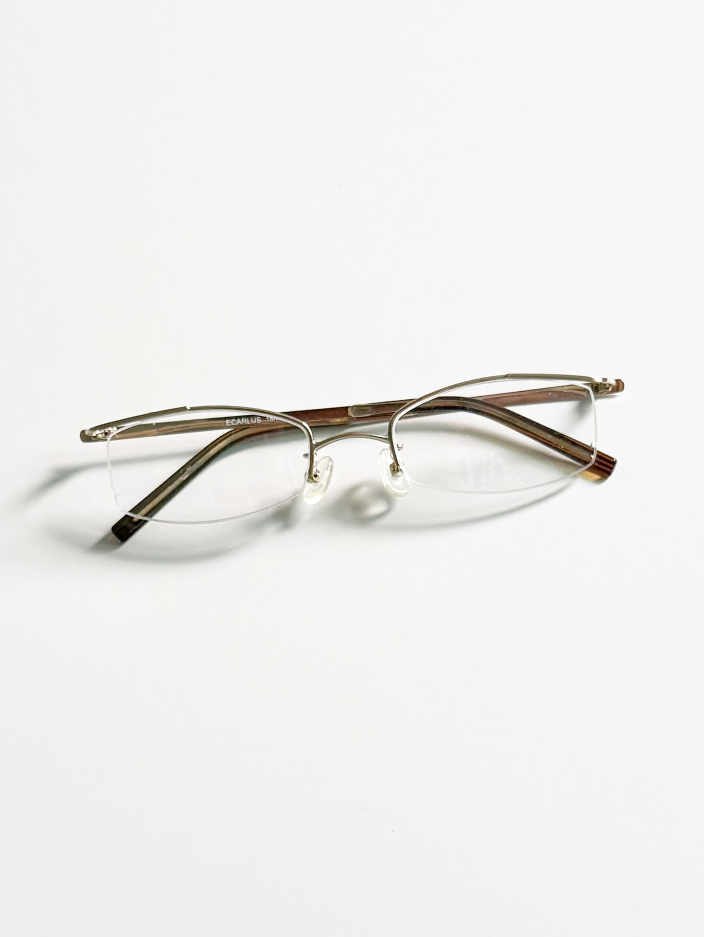 ECARLUS Gold Half-Rim Square Metal Glasses