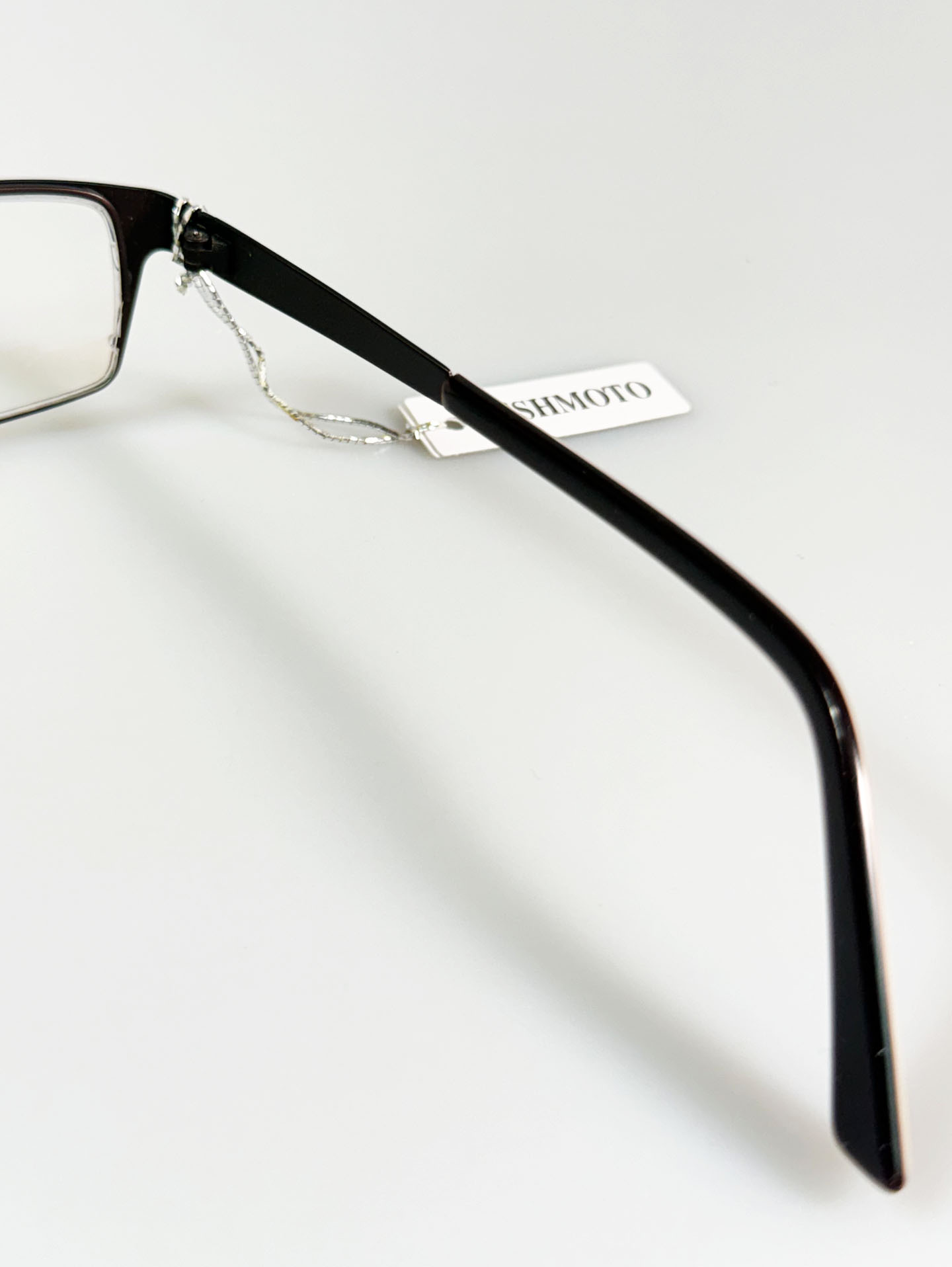 KISHMOTO Japan Dark Brown Slim Square Metal Frame Glasses
