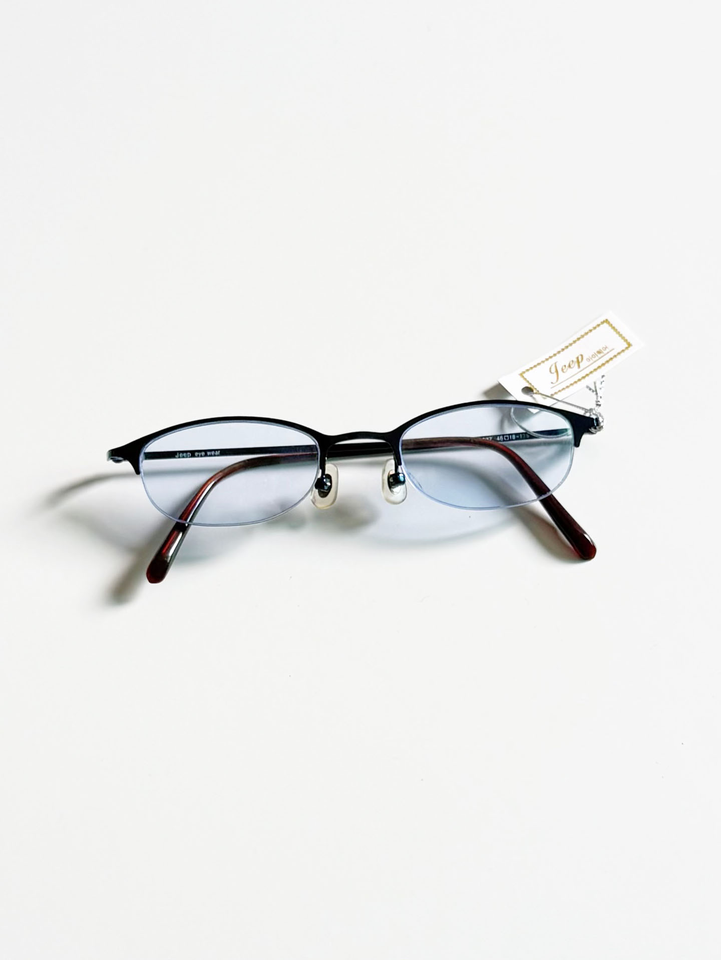 JEEP Half-Rim Slim Square Blue Metal Frame Tinted Glasses
