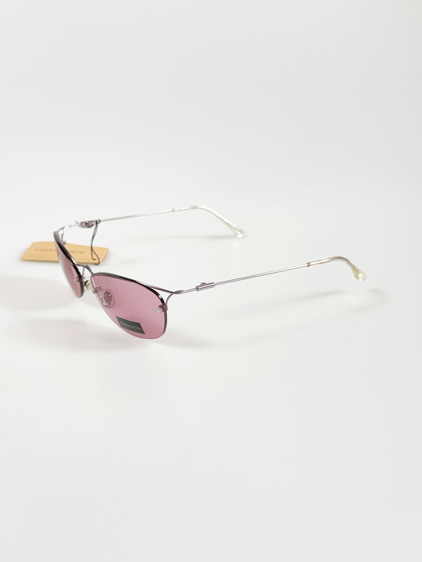 BCBGMAXAZRIA Slim Oval Rimless Metal Tint Sunglasses