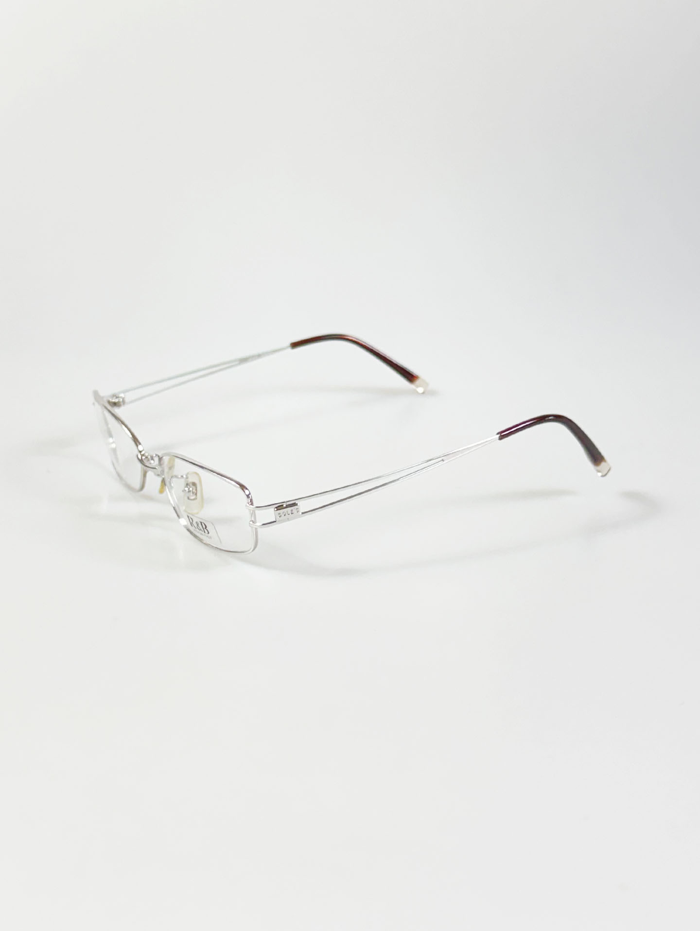 R&B Eyewear Silver Slim Square Metal Glasses