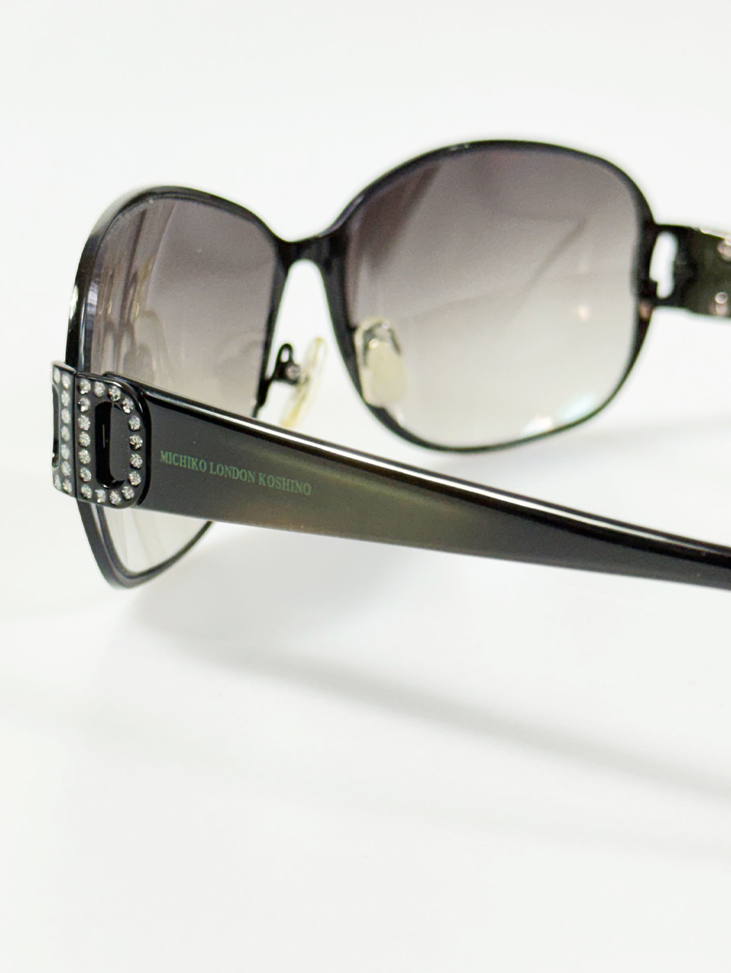 MICHIKO LONDON Black Oversized Butterfly Metal Frame Sunglasses