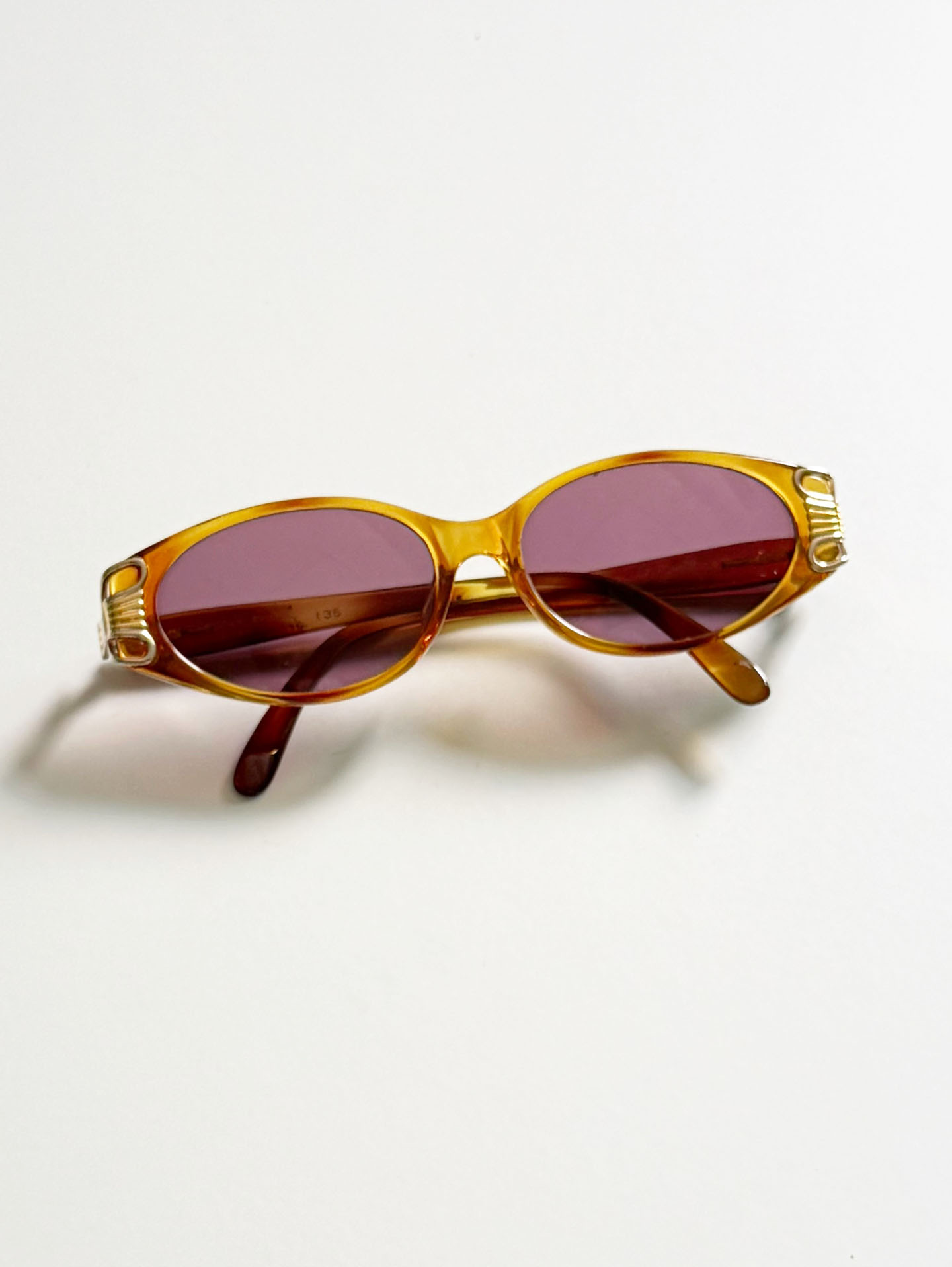 90's TANTE MARIE Amber Tortoishell Bold Oval Tint Sunglasses