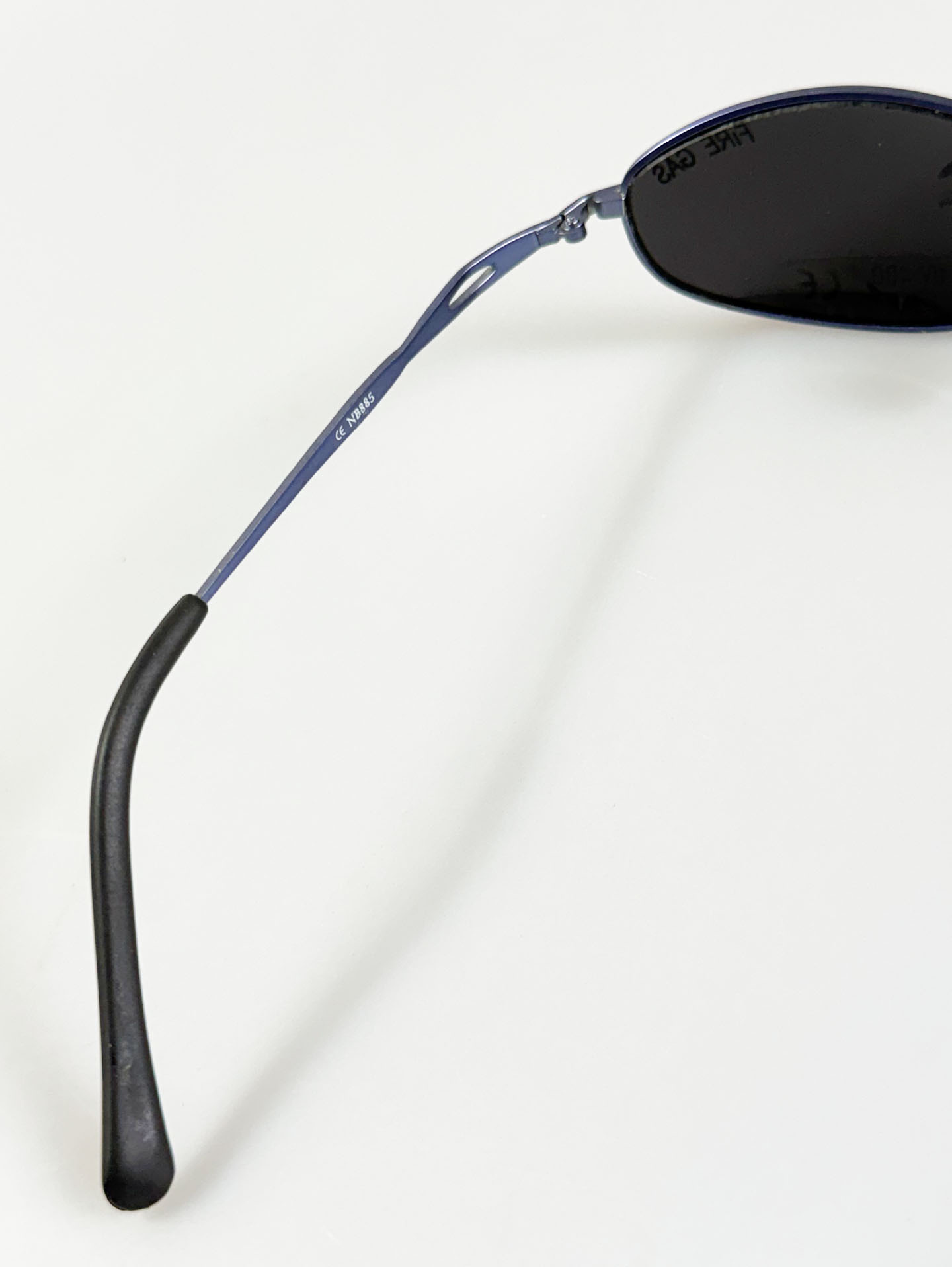 90's FIRE GAS Blue Slim Oval Metal Sunglasses