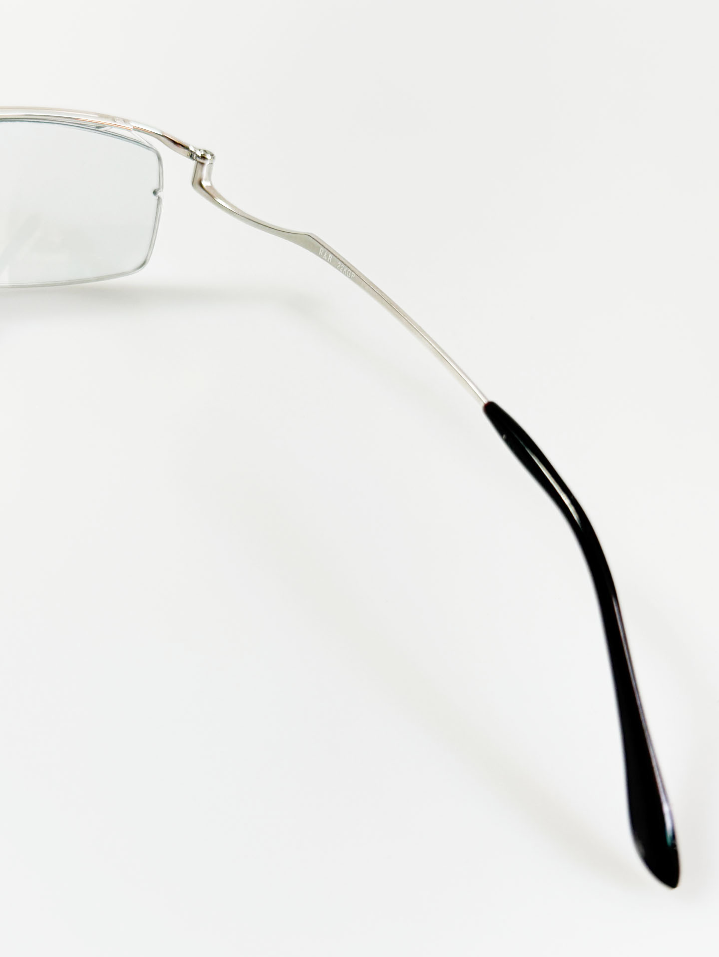 R&B Eyewear Silver Slim Square Semi-Rimless Metal Glasses