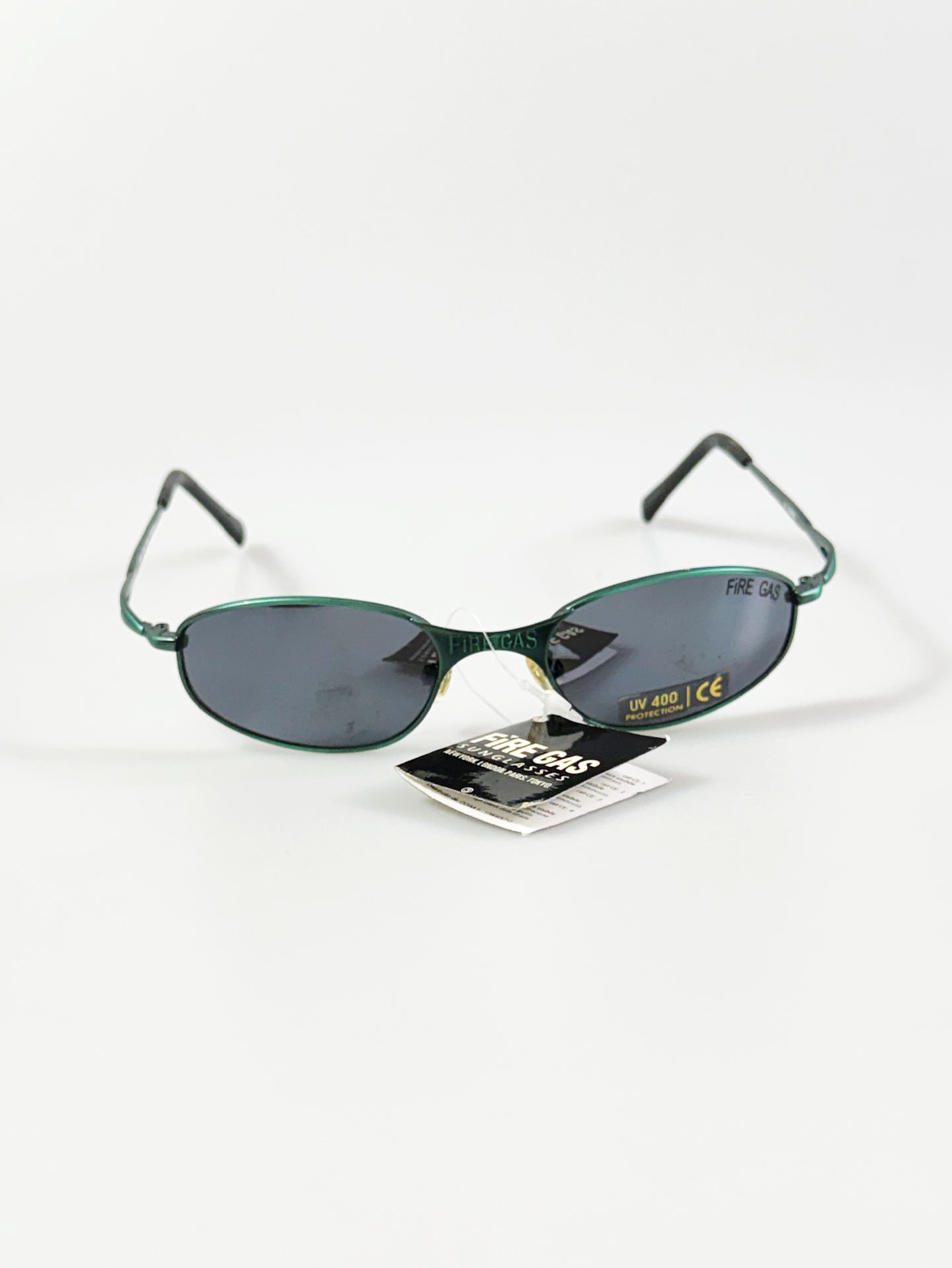 90's FIRE GAS Green Slim Oval Metal Frame Sunglasses