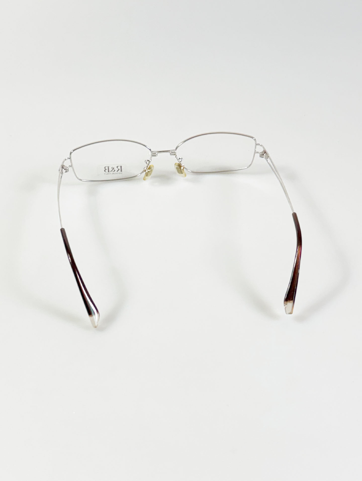 R&B Eyewear Silver Slim Square Metal Glasses