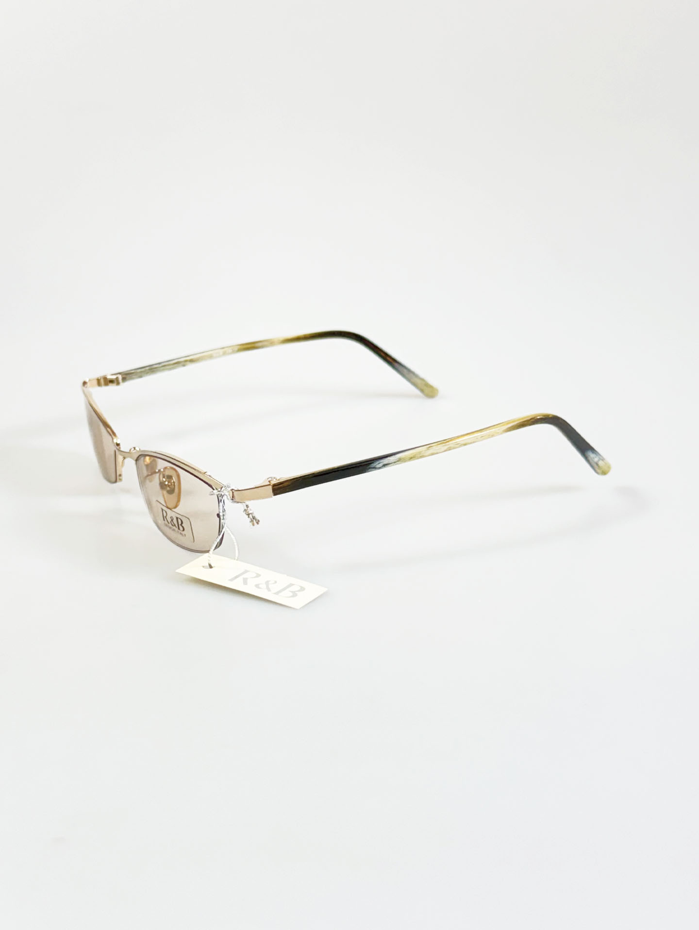 R&B EYEWEAR Gold Semi-Rimless Square Metal Tinted Glasses