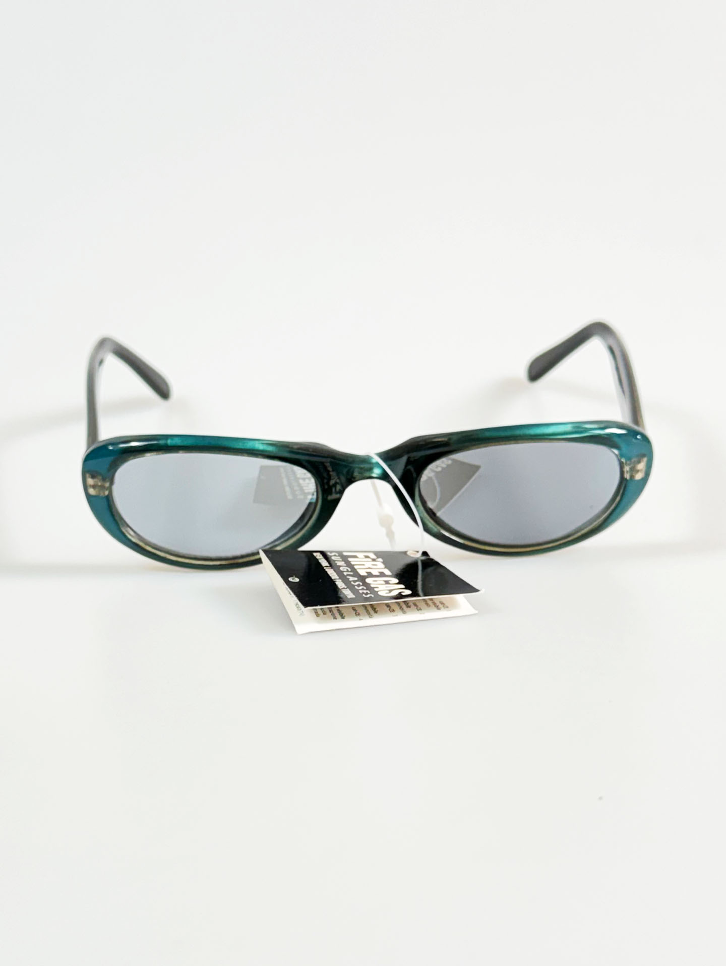 90's FIRE GAS Teal Bold Oval Sunglasses