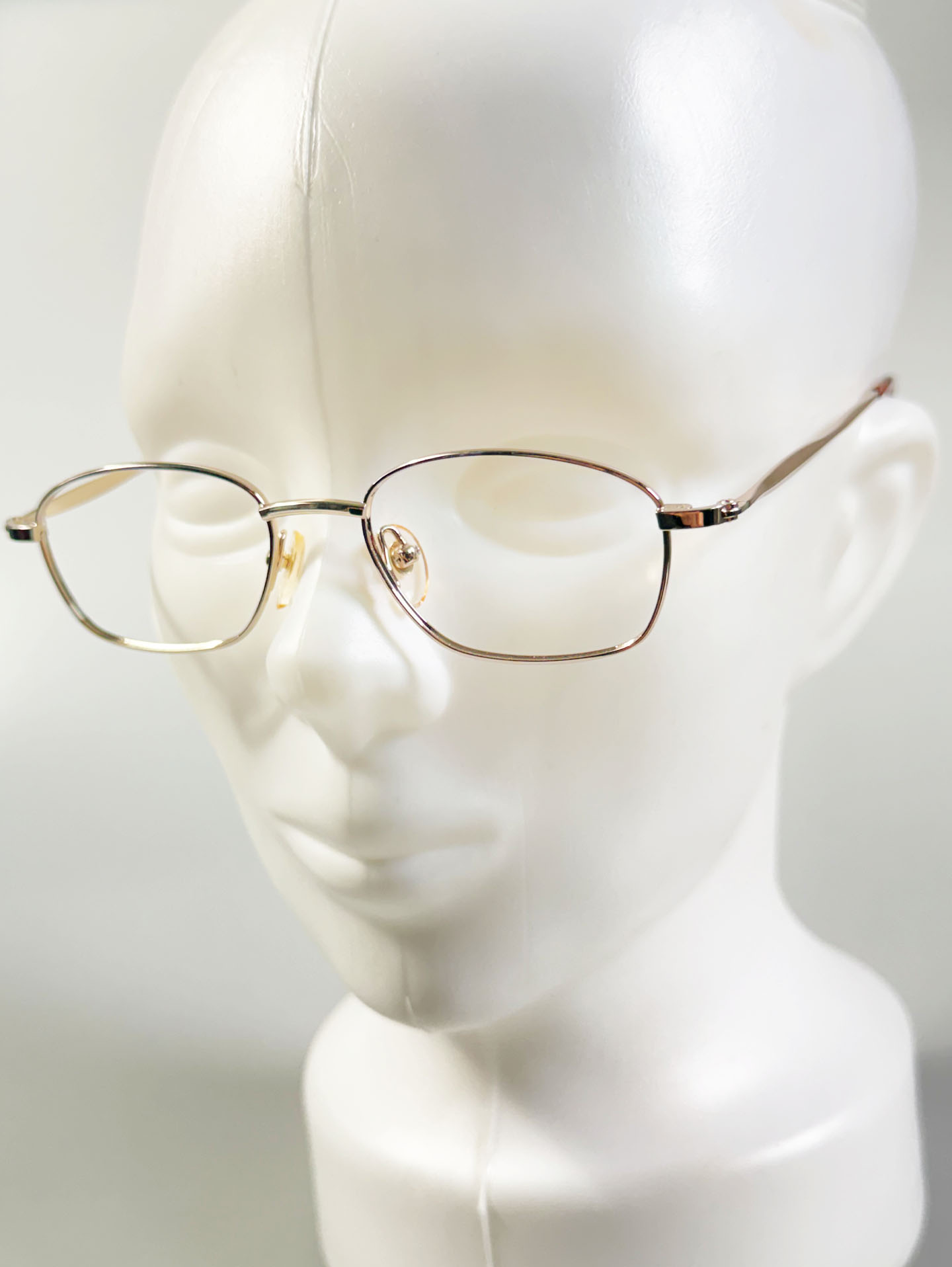 90's EYE WORLD Gold Slim Square Metal Glasses