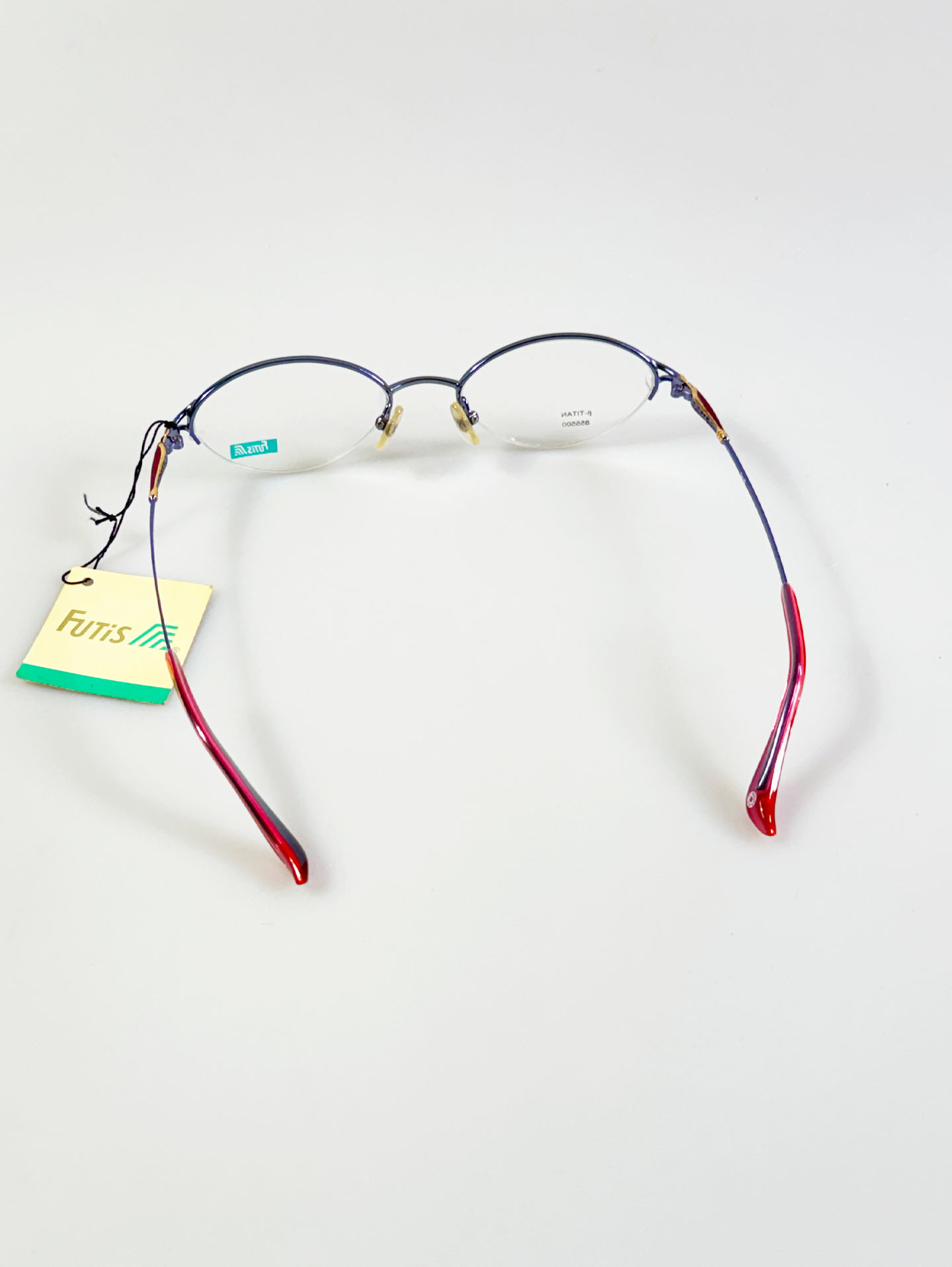 90's FUTIS Blue Purple Semi-Rimless Oval Metal Glasses