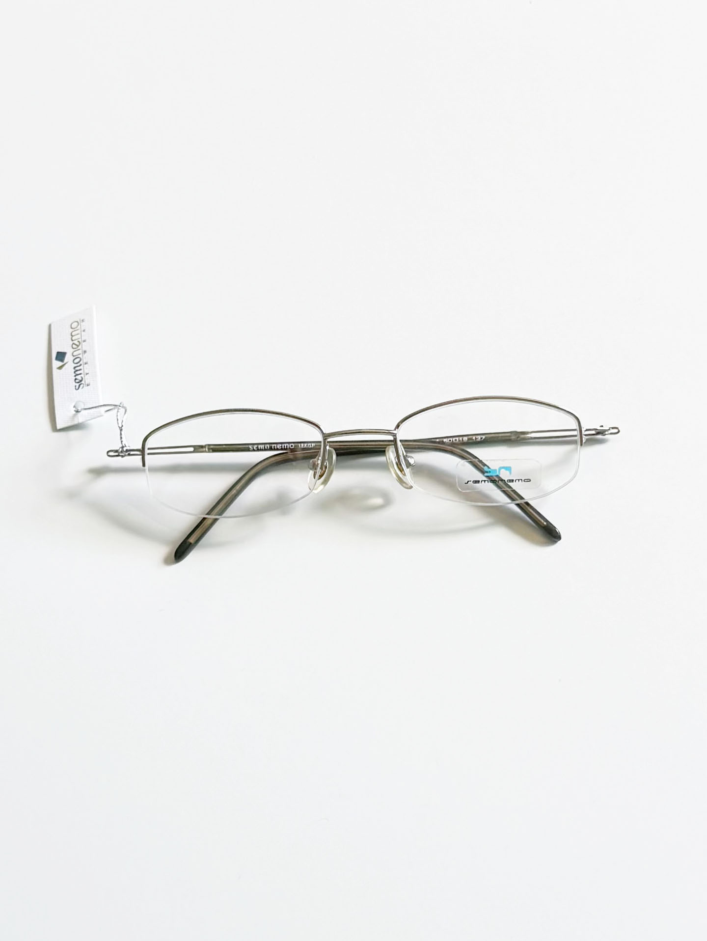 SEMONEMO Eyewear Silver Square Half-Rim Metal Glasses