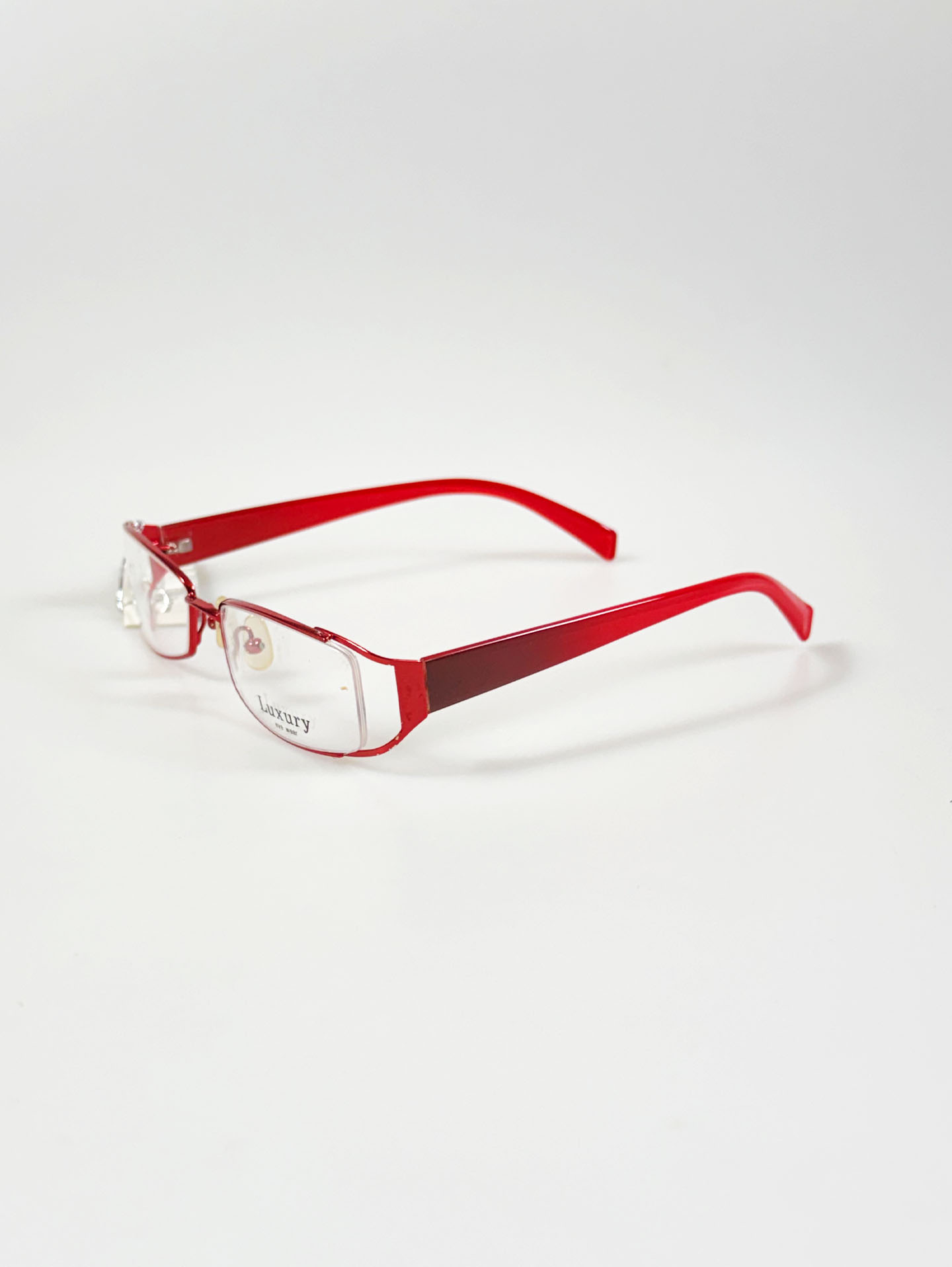 LUXURY OCCHIALI Red Slim Square Metal Frame Glasses