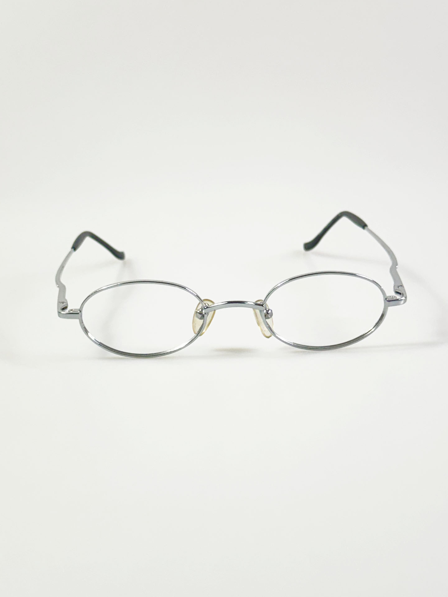 Silver Slim Oval Metal Frame Glasses