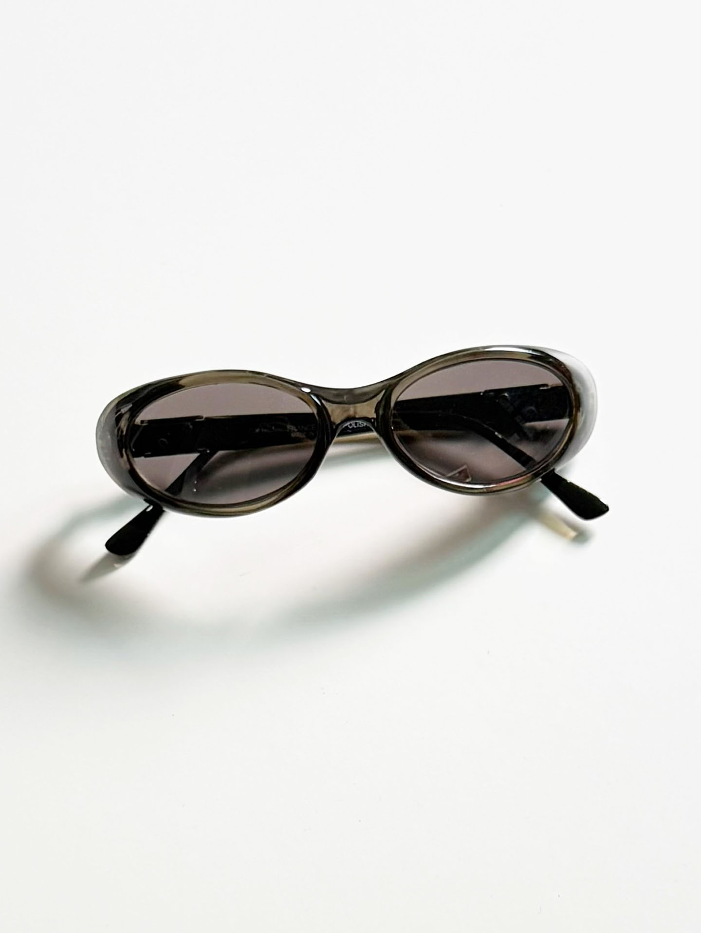 90's ONE LAST KISS Smoke Oval Wrap Acetate Frame Sunglasses