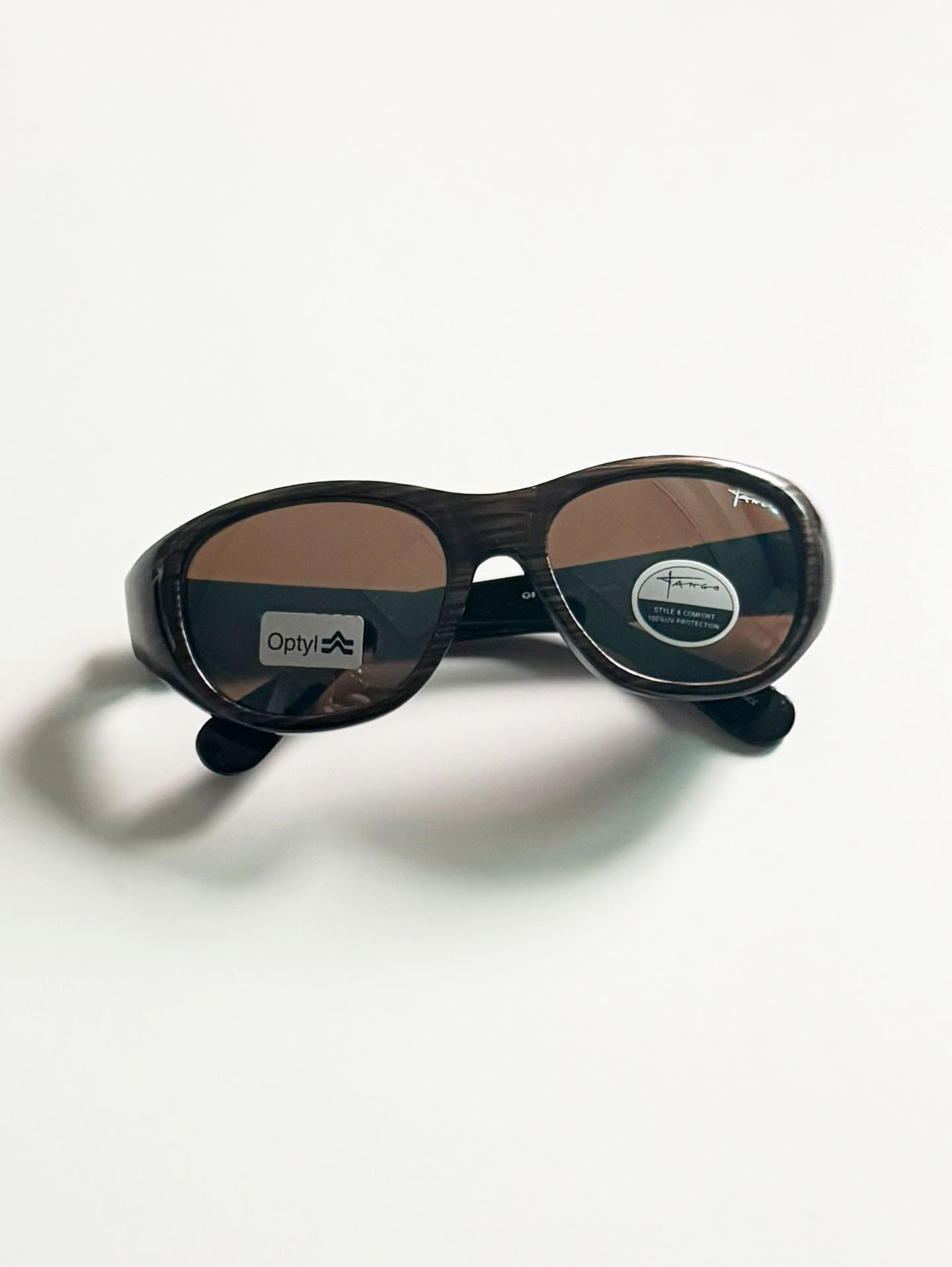 TANGO Brown Woodgrain Optyl Bold Oval Sunglasses