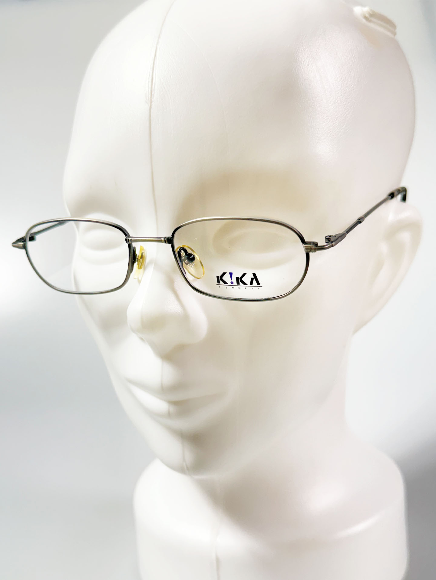 90's K!KA Matte Silver Grey Slim Square Metal Frame Glasses
