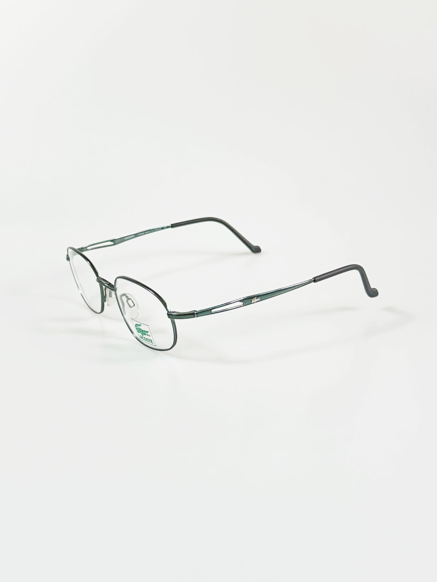 LACOSTE Slim Oval Deep Green Metal Frame Glasses