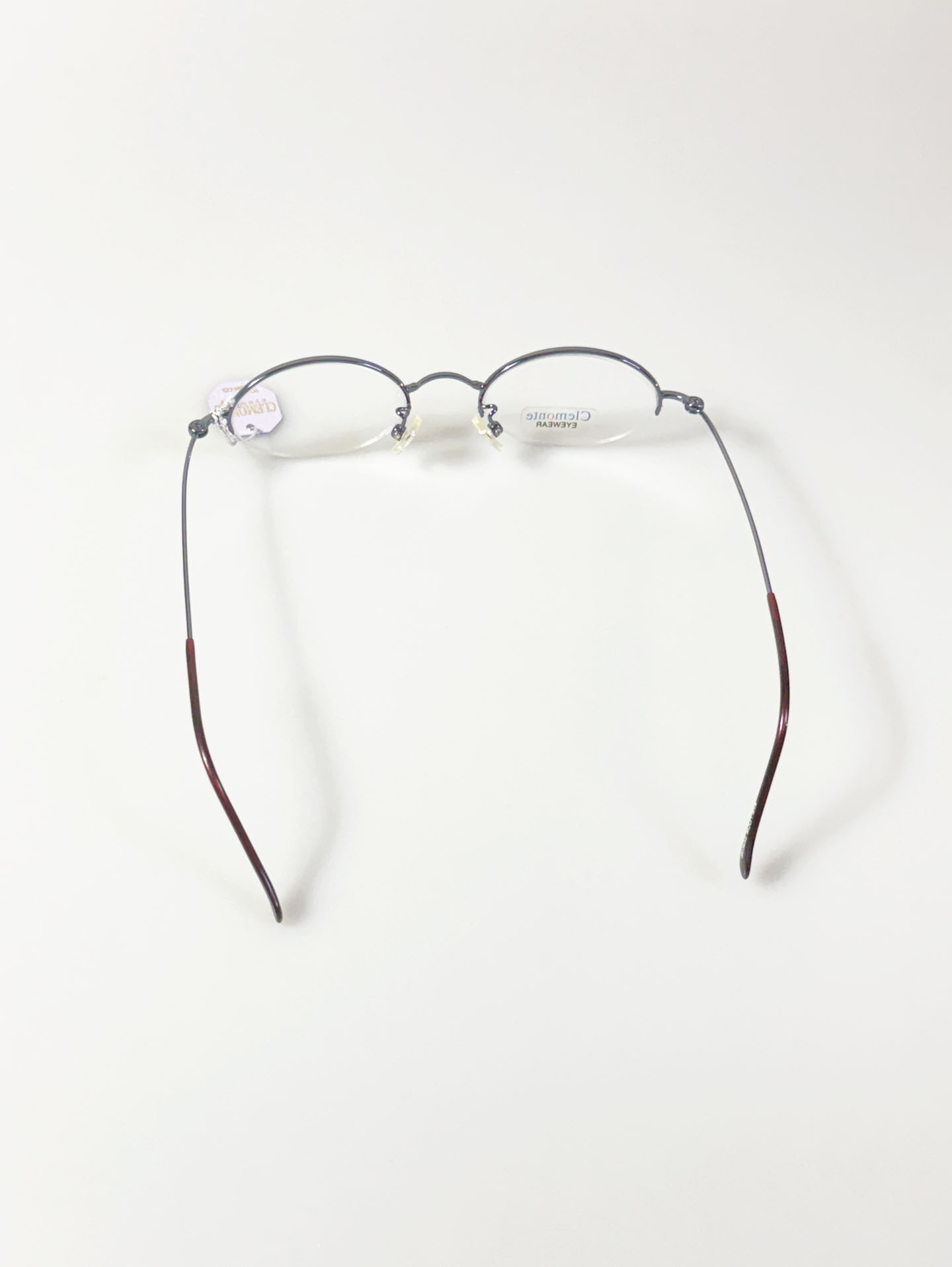 Clemonte Slim Oval Semi-Rimless Metal Frame Glasses