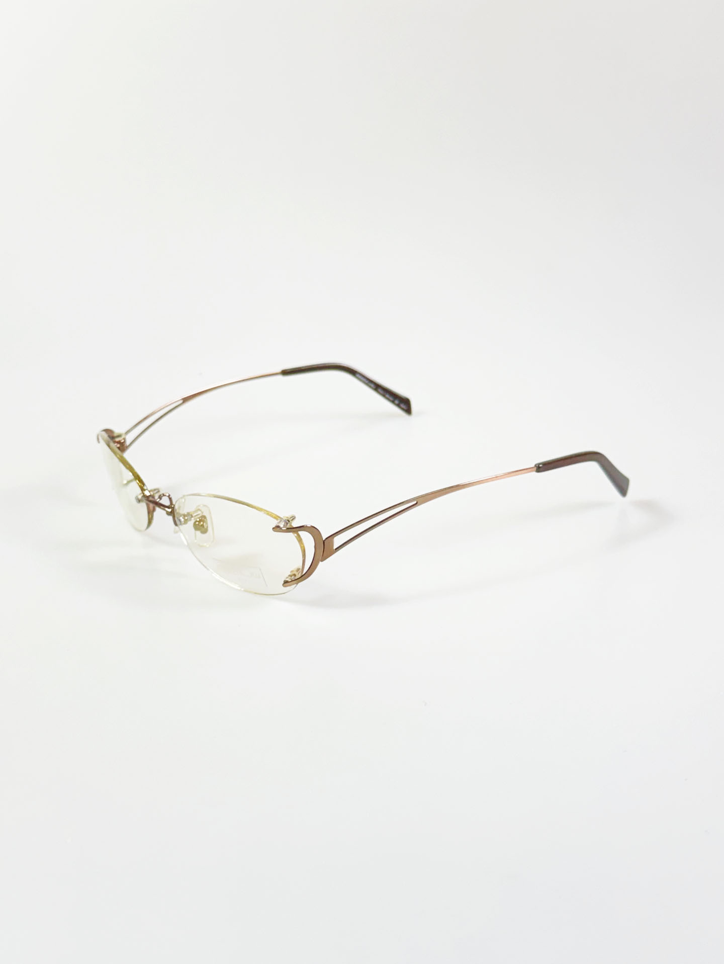 KENZIA ITALY Rimless Slim Oval Metal Frame Glasses