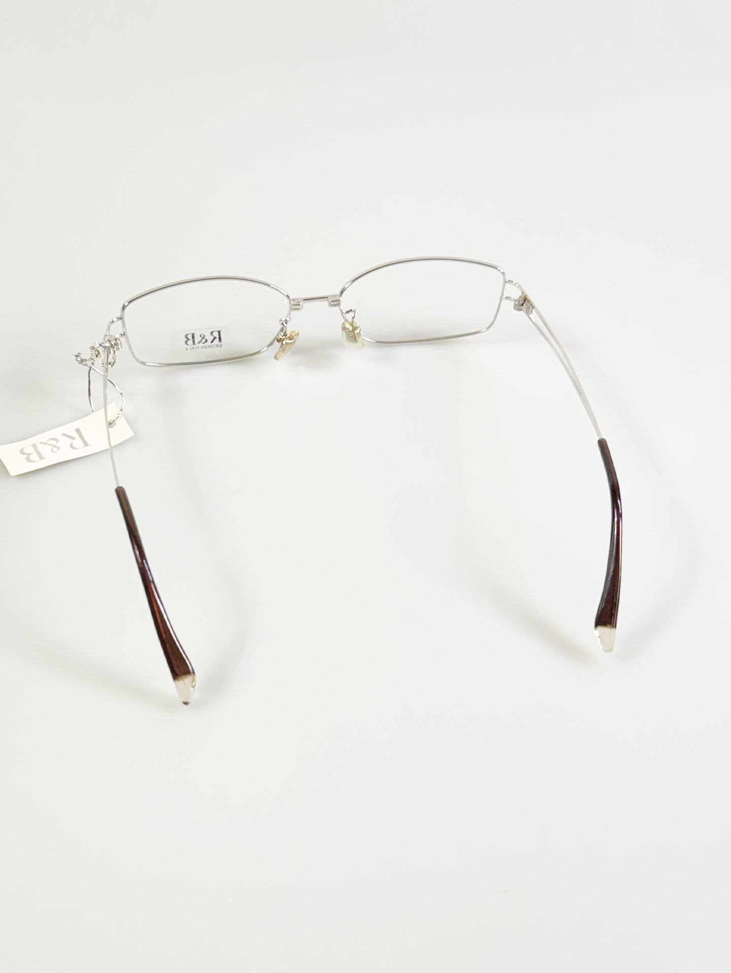 R&B Eyewear Silver Slim Square Metal Glasses
