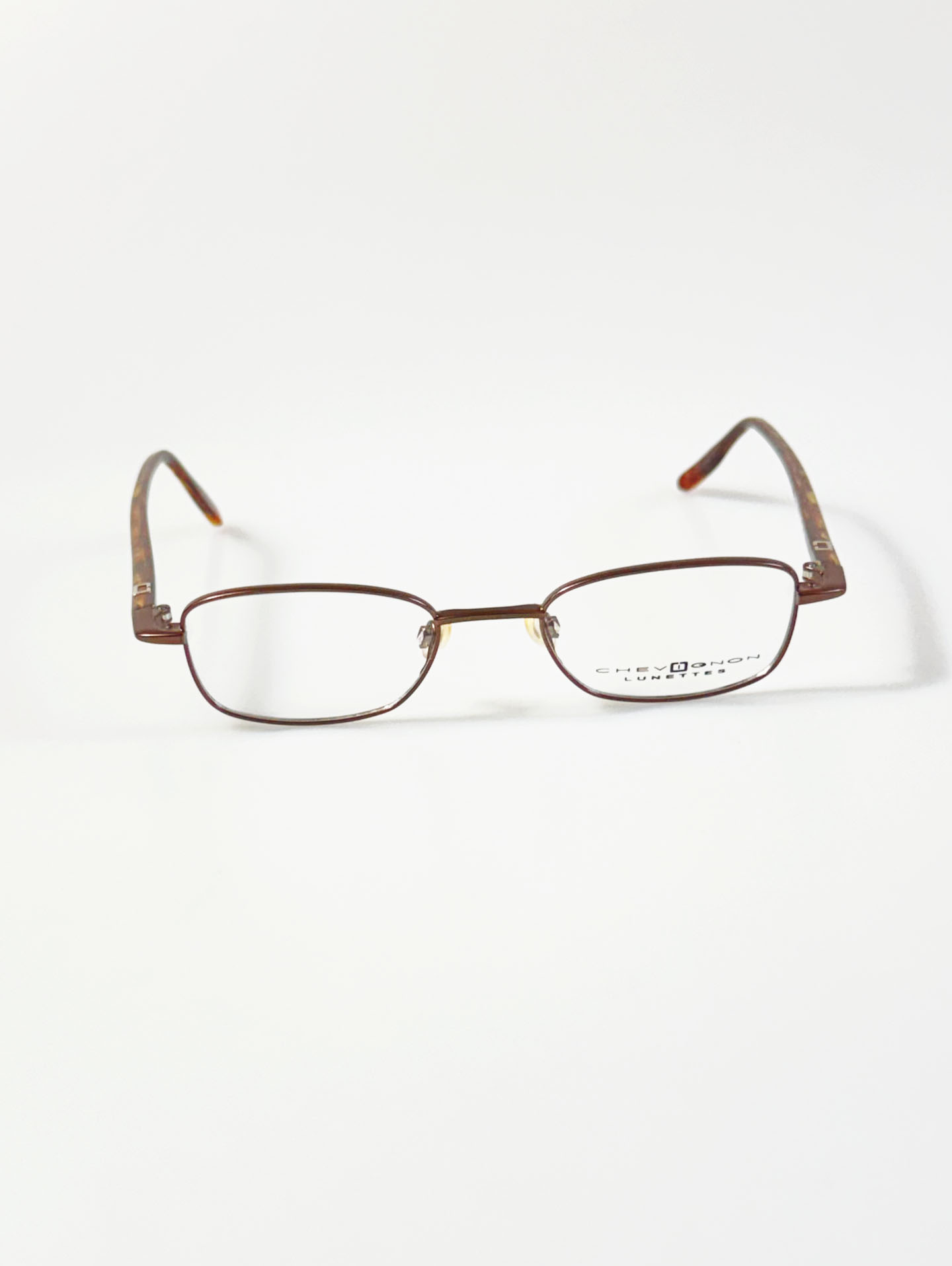 90's CHEVIGNON LUNETTES Brown Slim Square Metal Glasses
