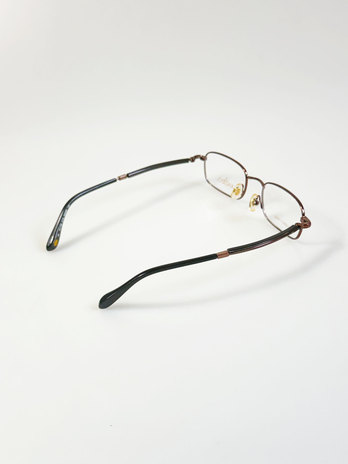 90's KALEIDO Brown Slim Square Metal Frame Glasses