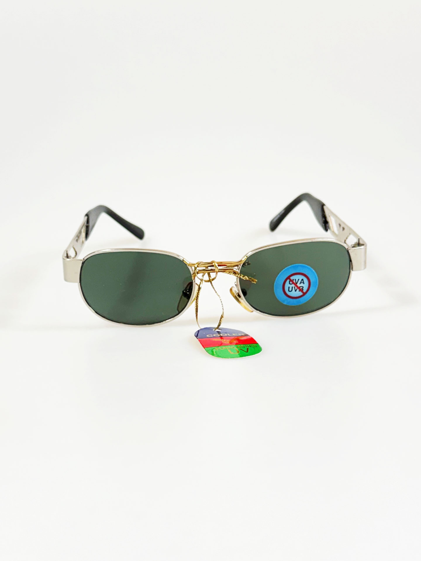 90's COOLER Silver Slim Oval Metal Sunglasses