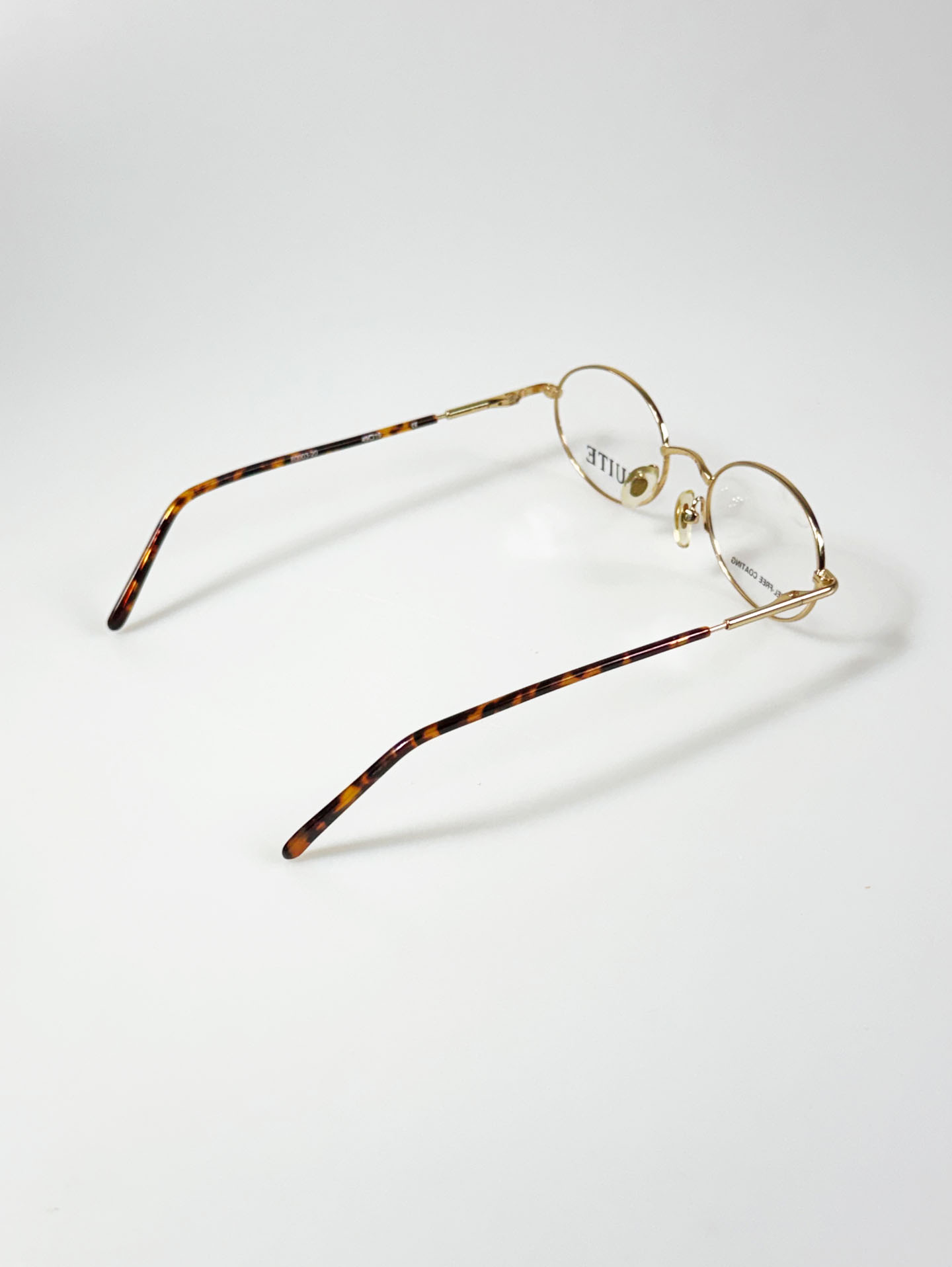 90's SUITE Gold Oval Metal & Tortoiseshell Temple Glasses