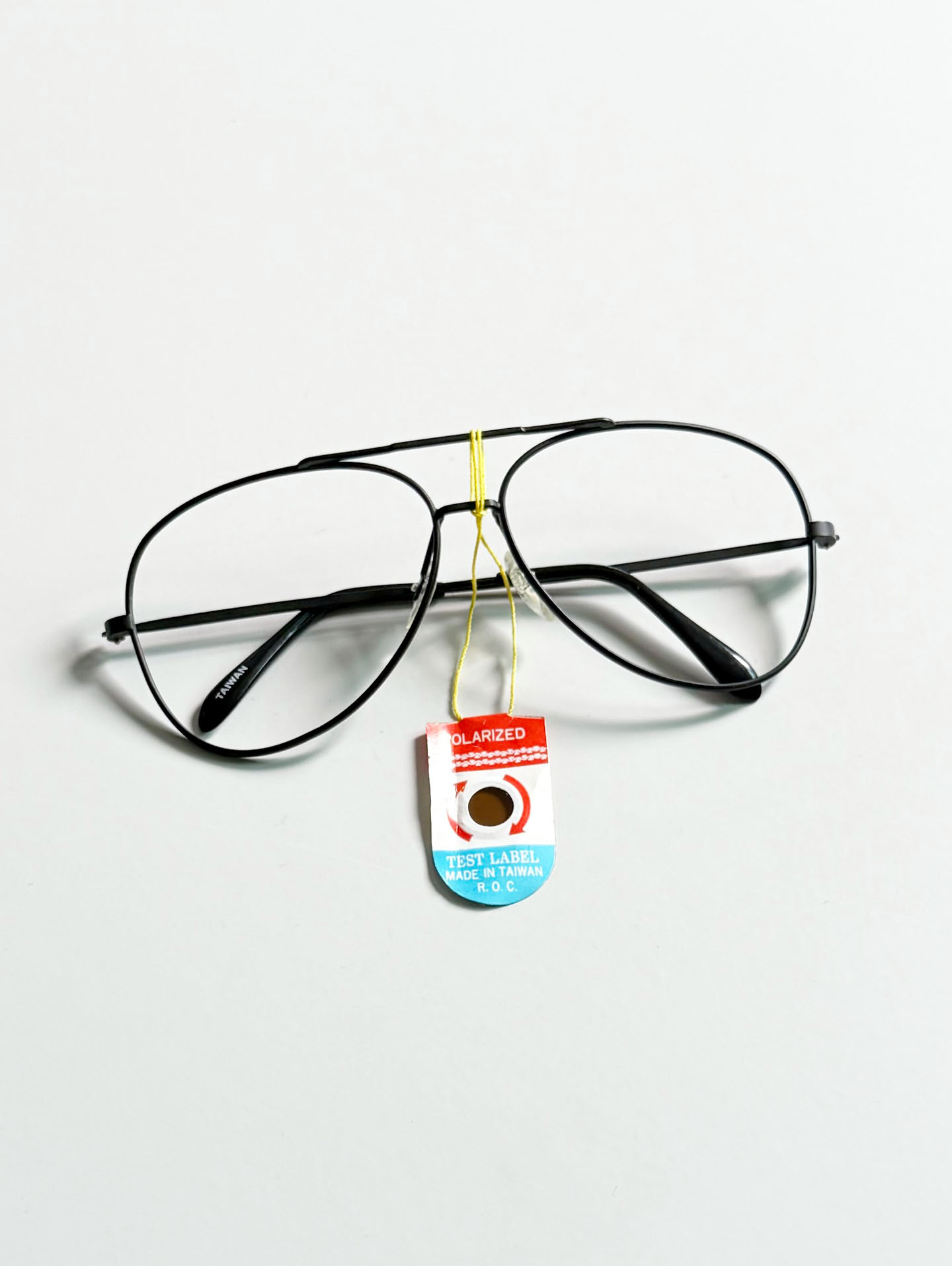 90's PROVISION Black Double-Bridge Aviator Metal Glasses