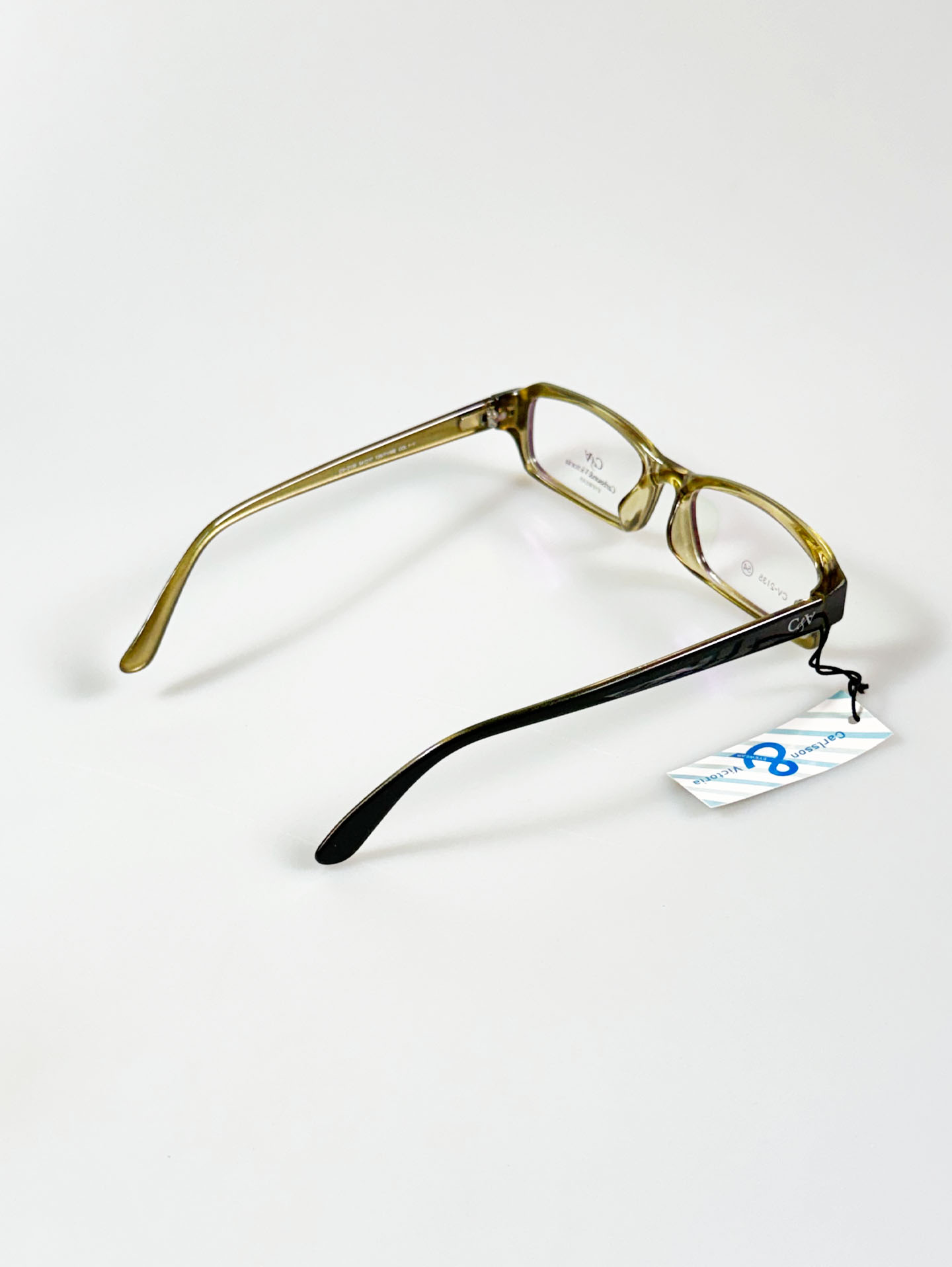 CARLSSON & VICTORIA Black&Olive Square Horn-Rim Glasses