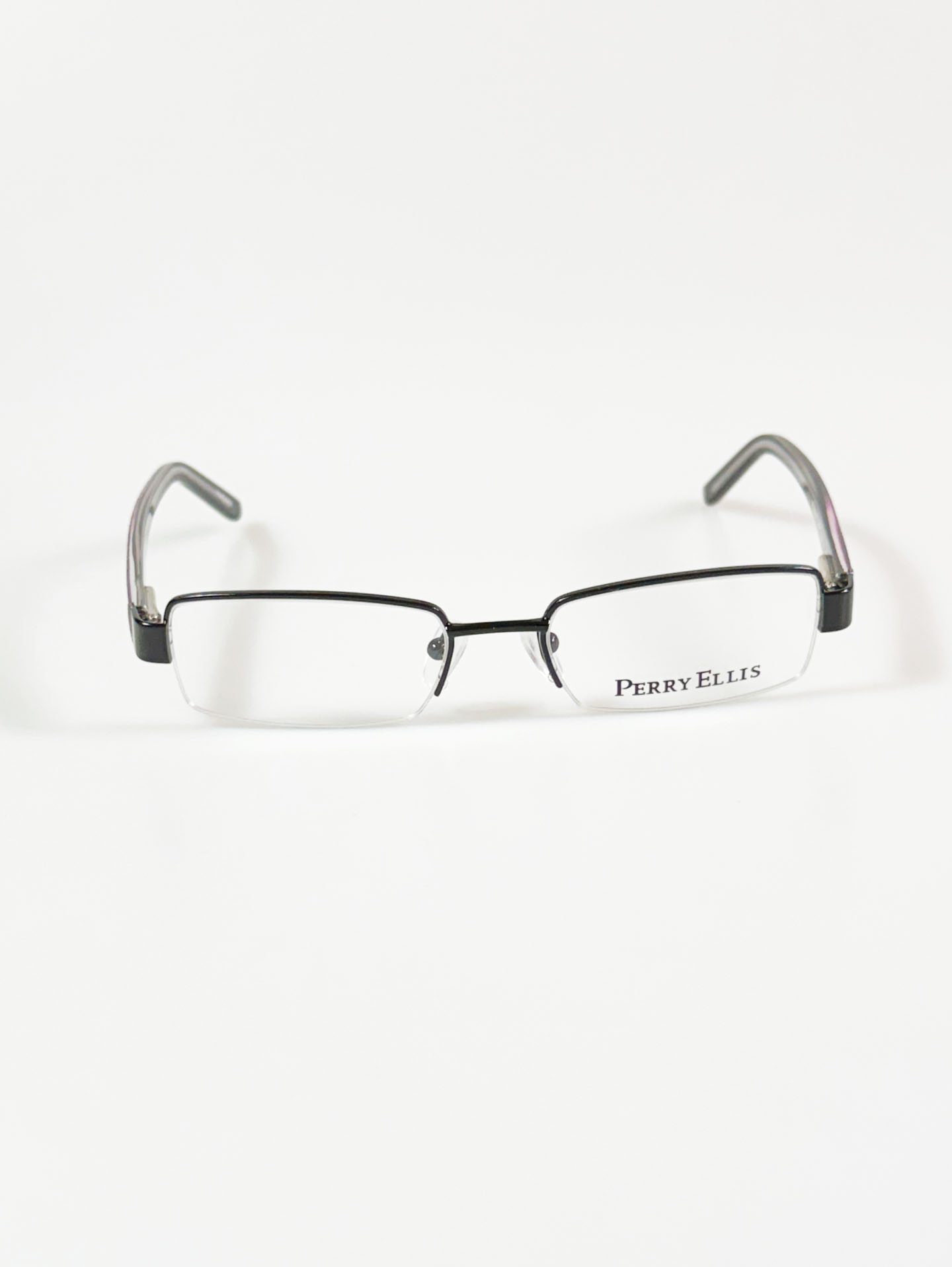 Perry Ellis Semi-Rimless Square Metal Frame Glasses