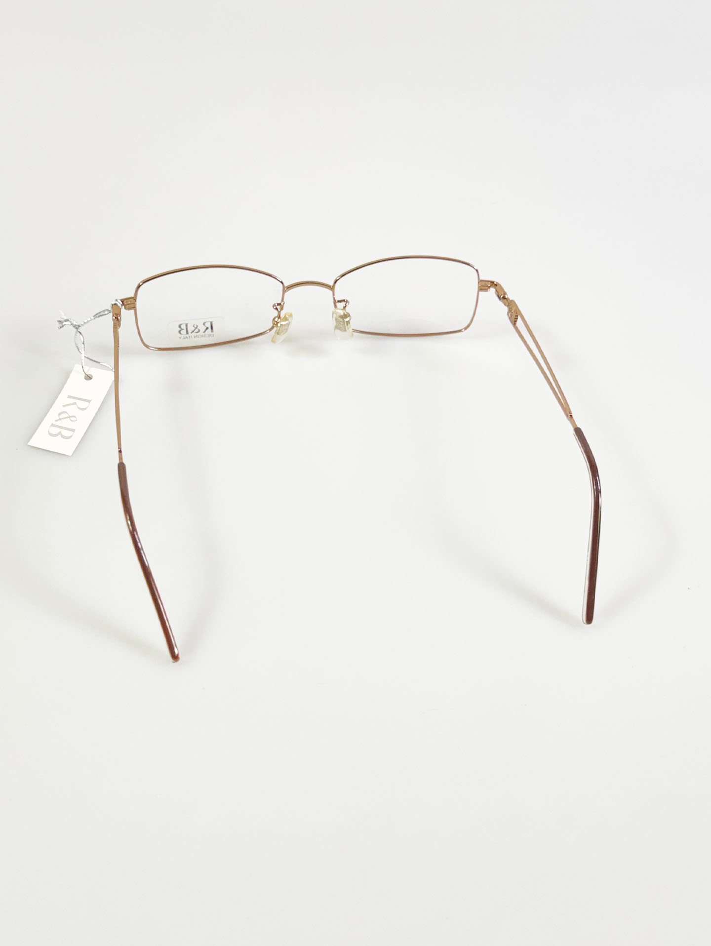 R&B Eyewear Gold Slim Square Metal Glasses